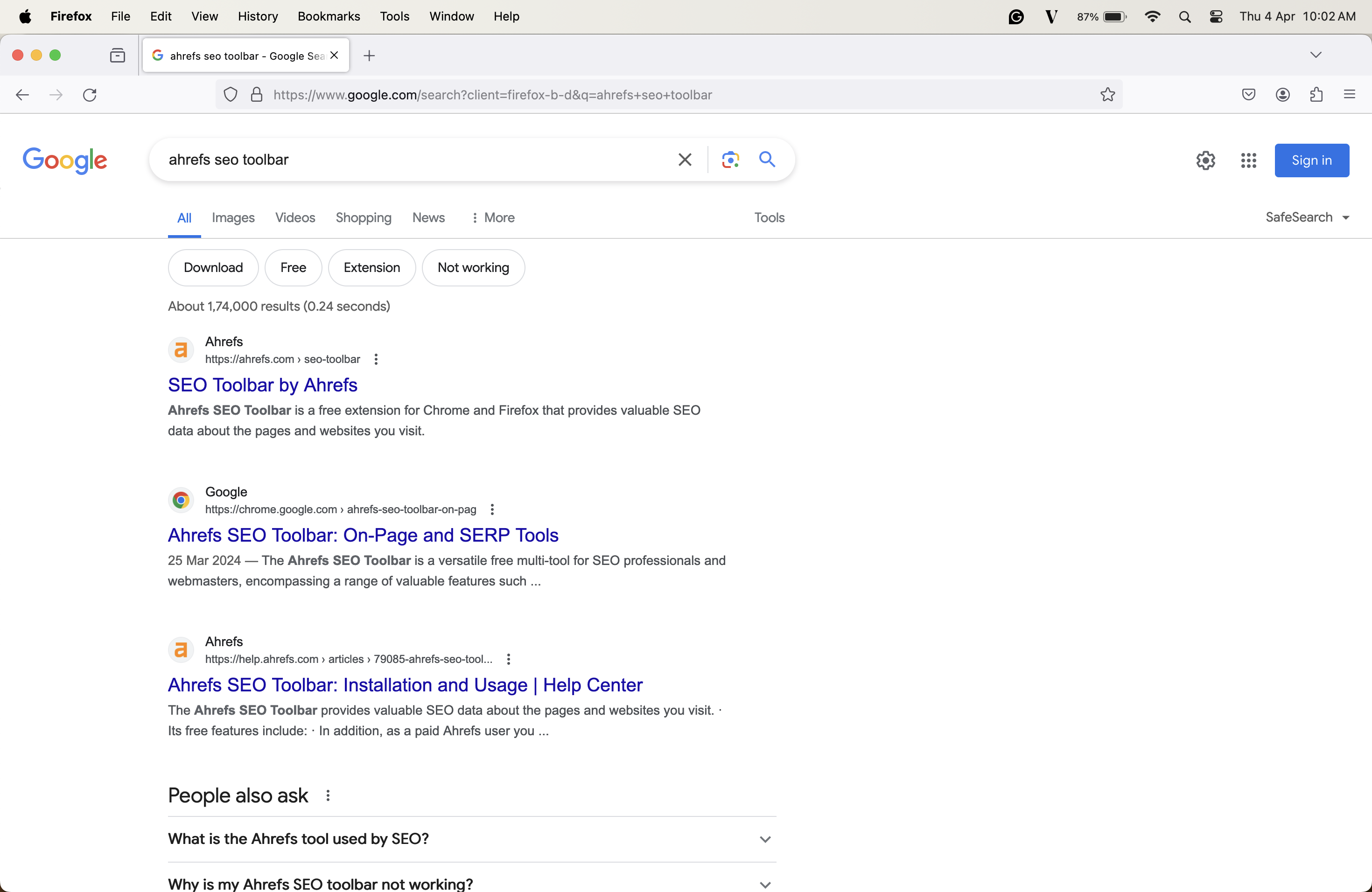 Ahrefs - SEO Toolbar to firefox