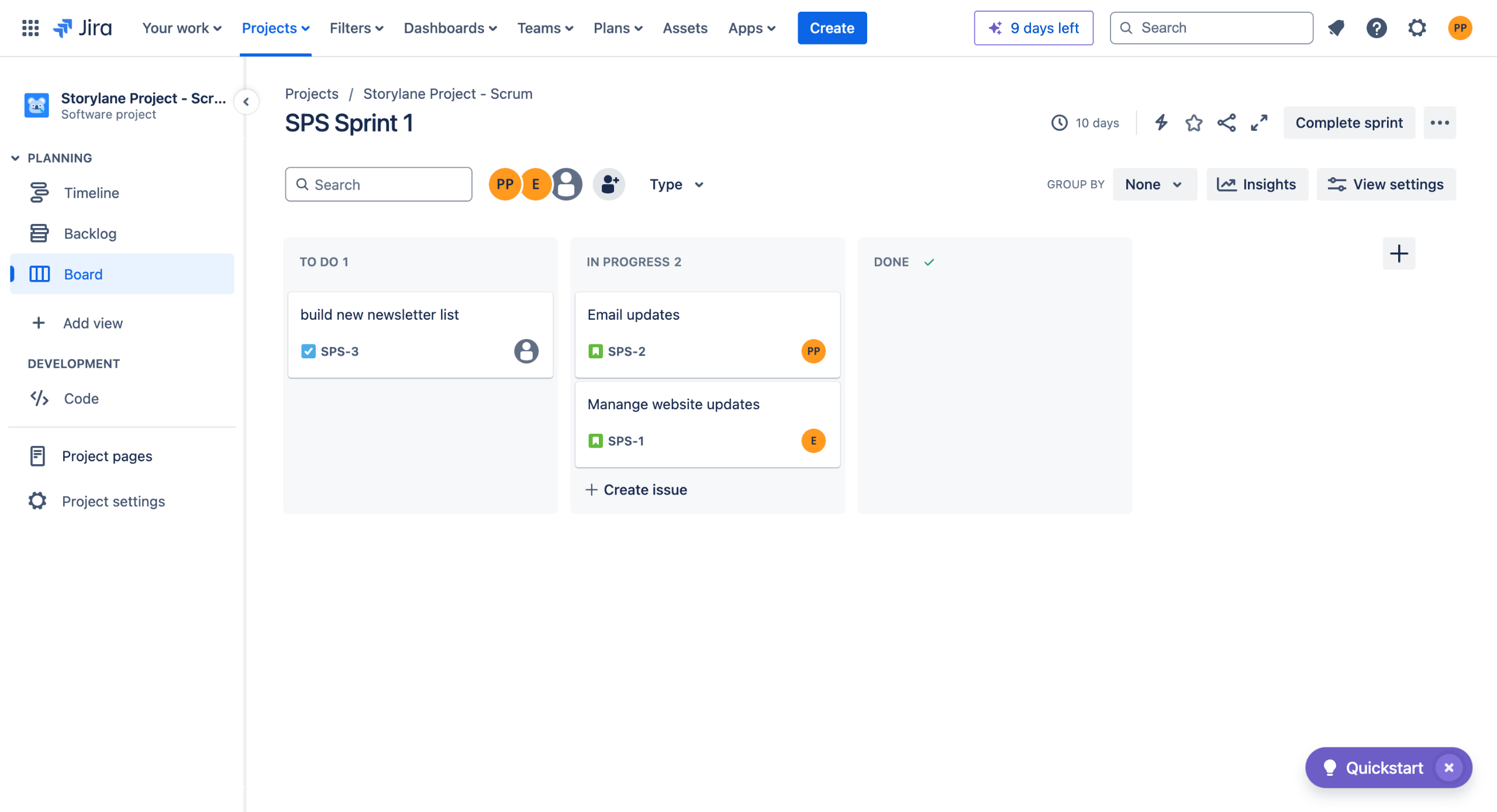 How to create a sprint in jira