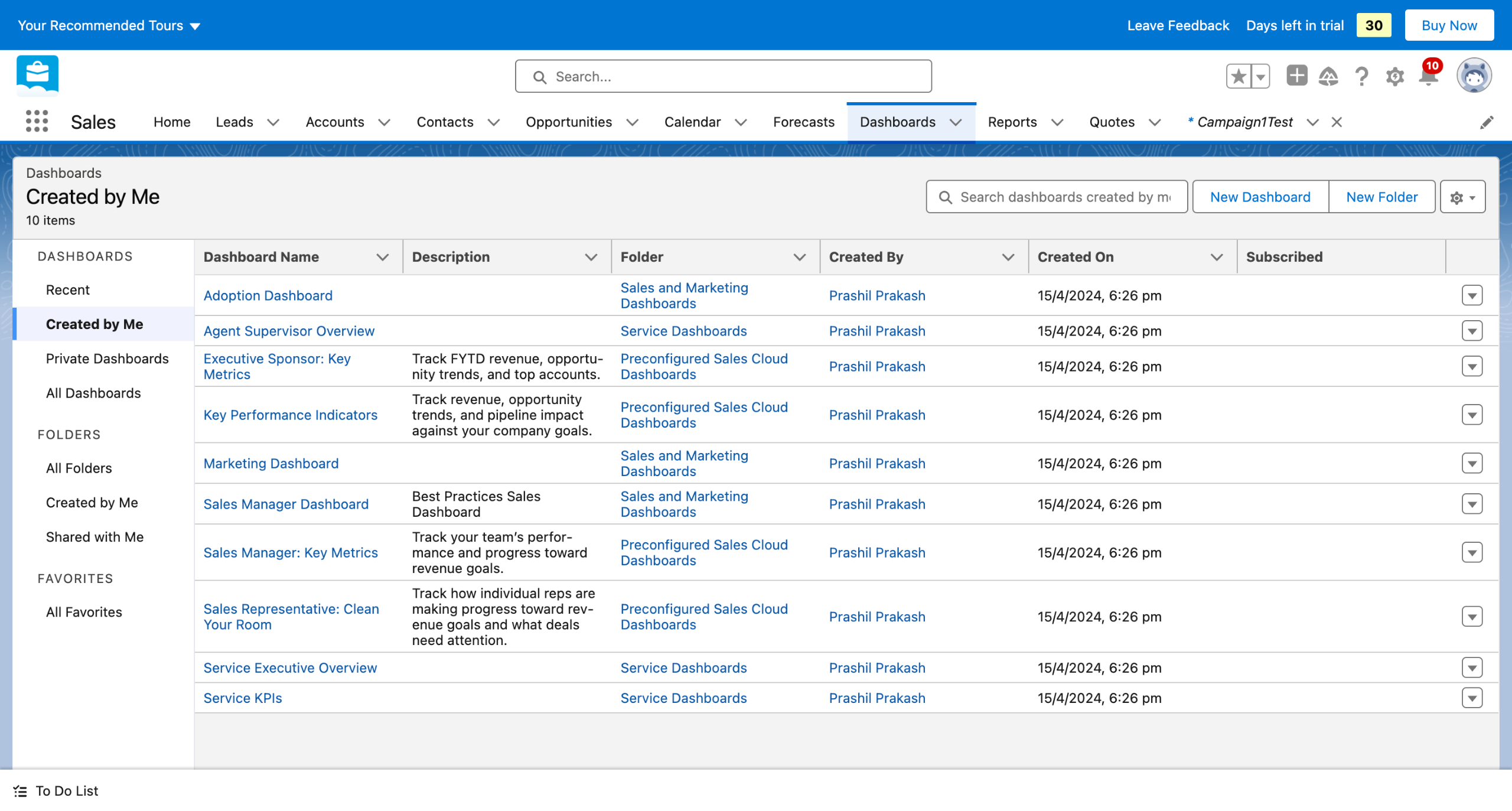 Salesforce - Share Dashboards