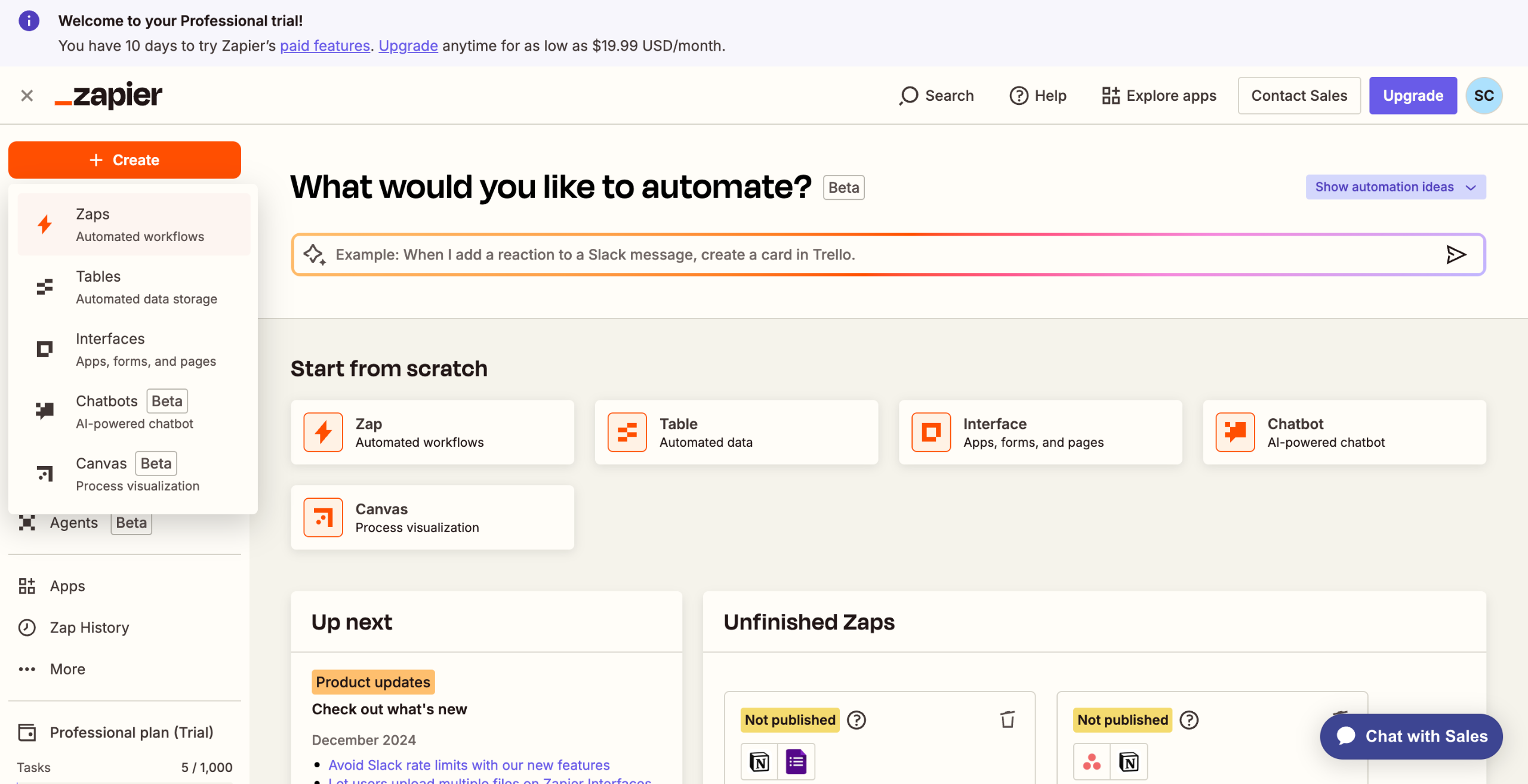 Automate Slack channel notifications from Zapier