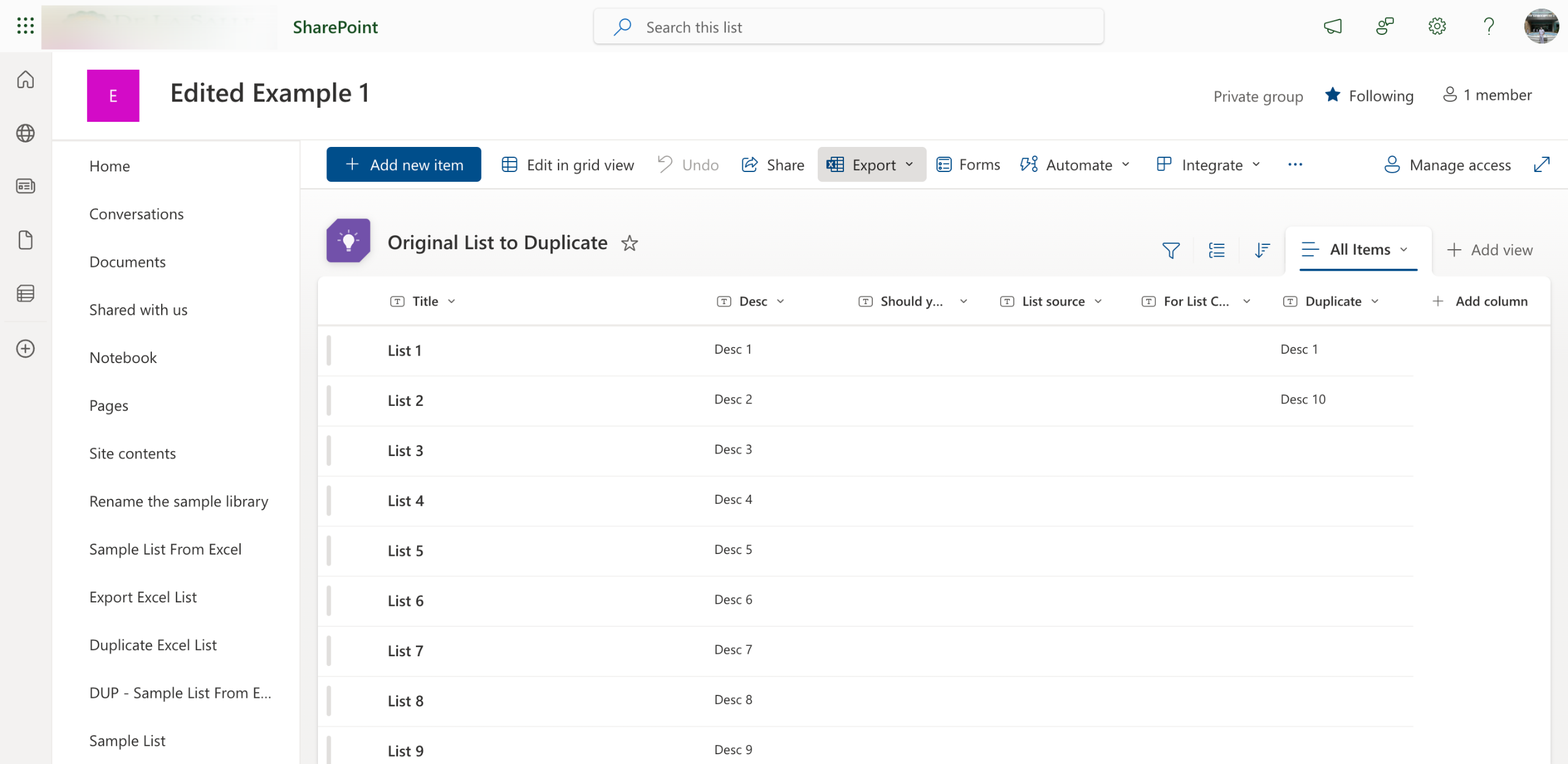 How to Duplicate a SharePoint List