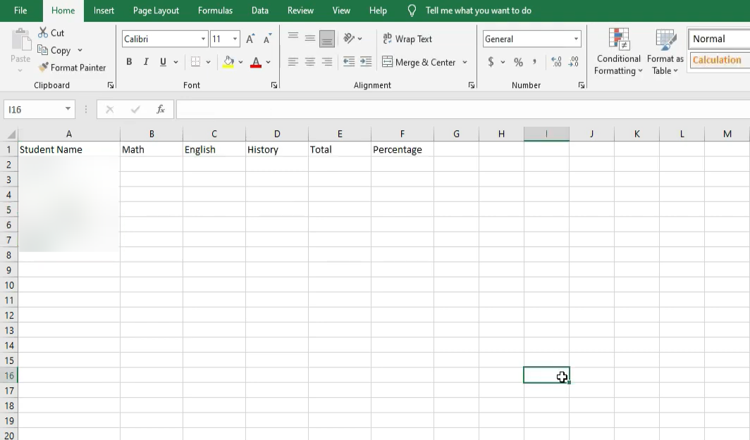 How to create marksheet in ms excel