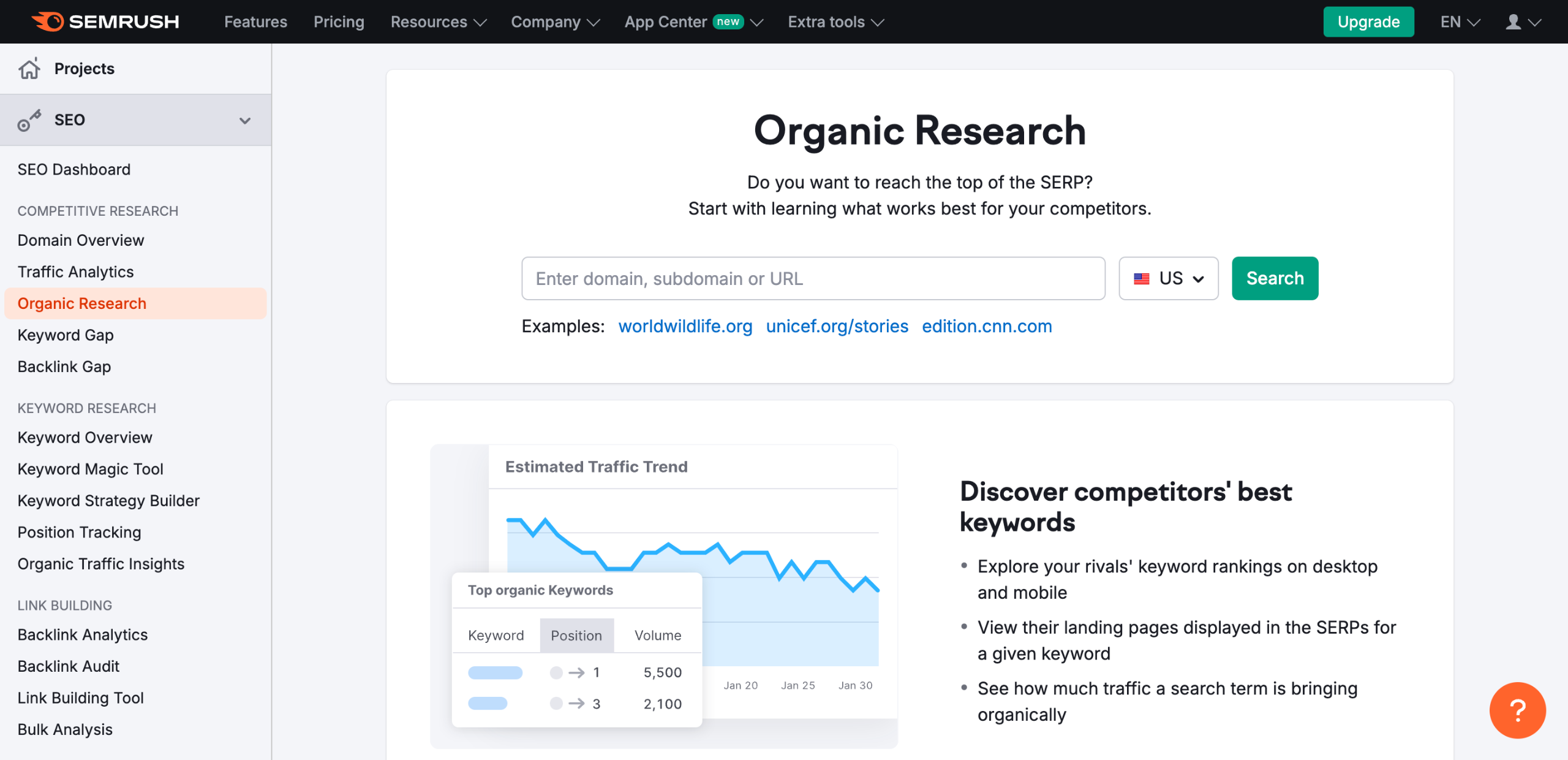 How to Look up Keywords on Specific Page in Semrush