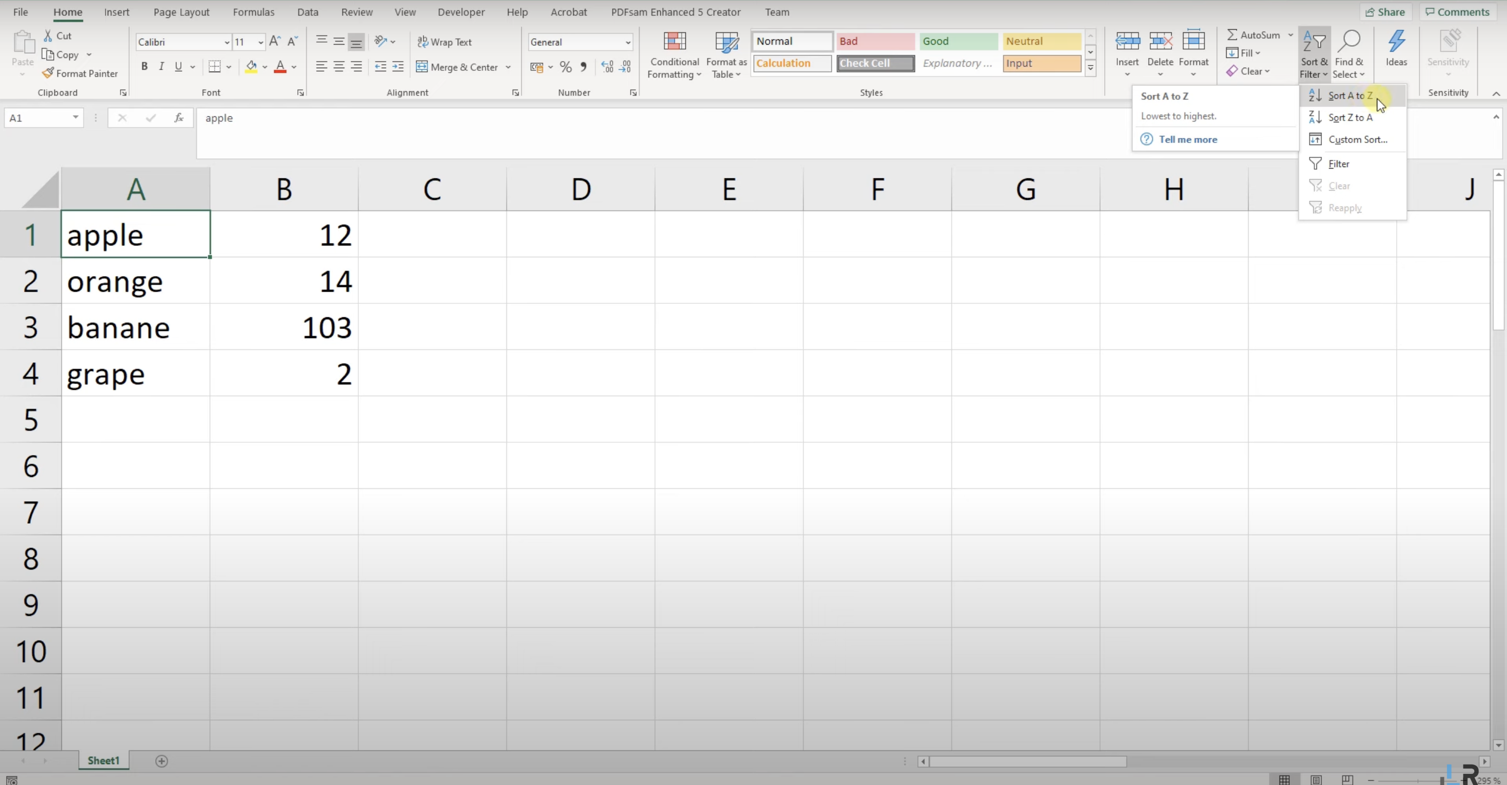 How to Arrange Names in Alphabetical Order in MS Excel