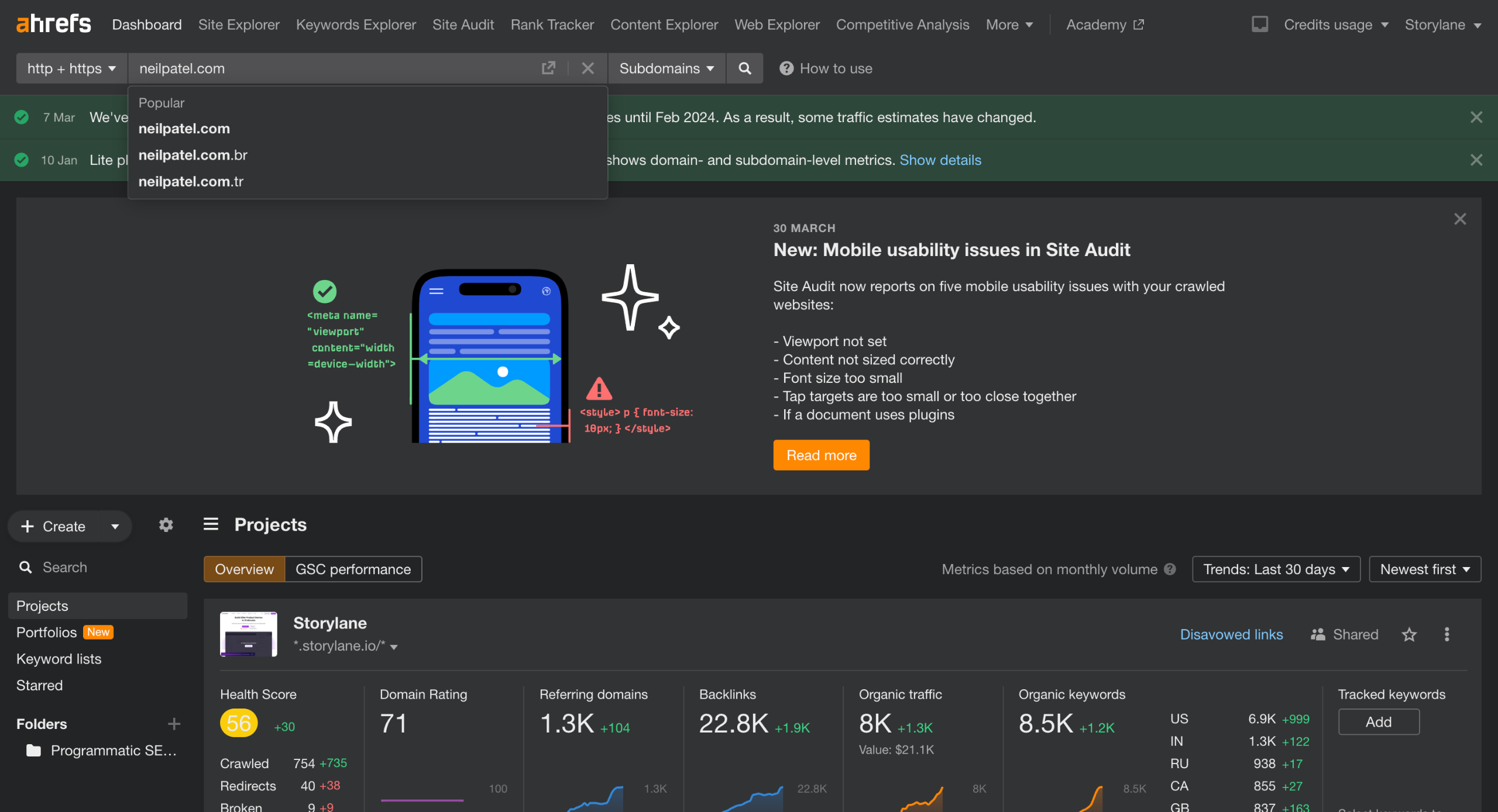 Ahrefs - Find competitors
