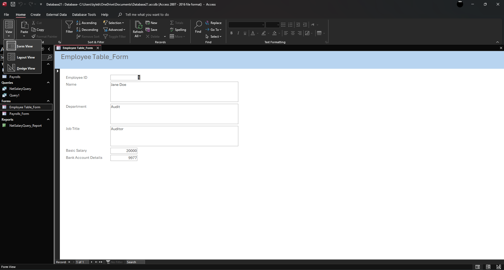 How to Filter Data in MS Access Form