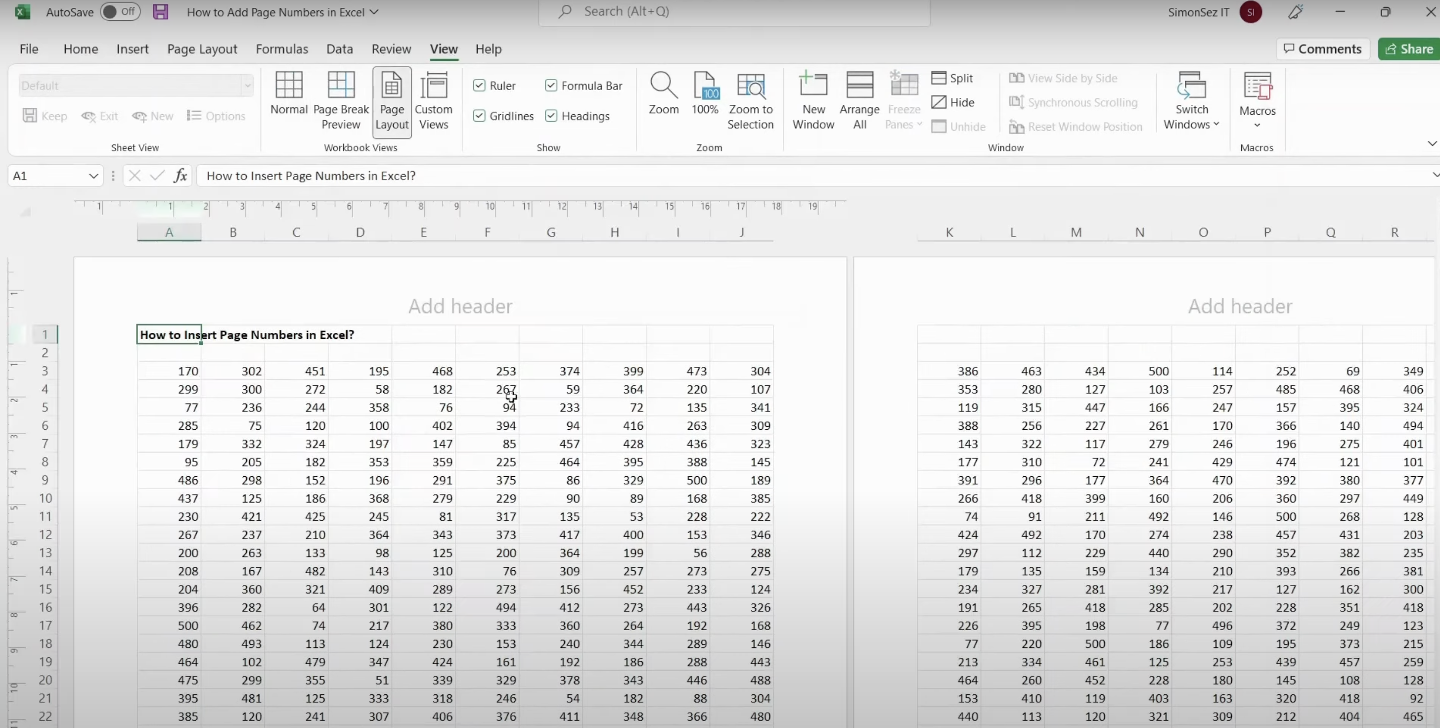 How to Insert Page Number in Microsoft Excel