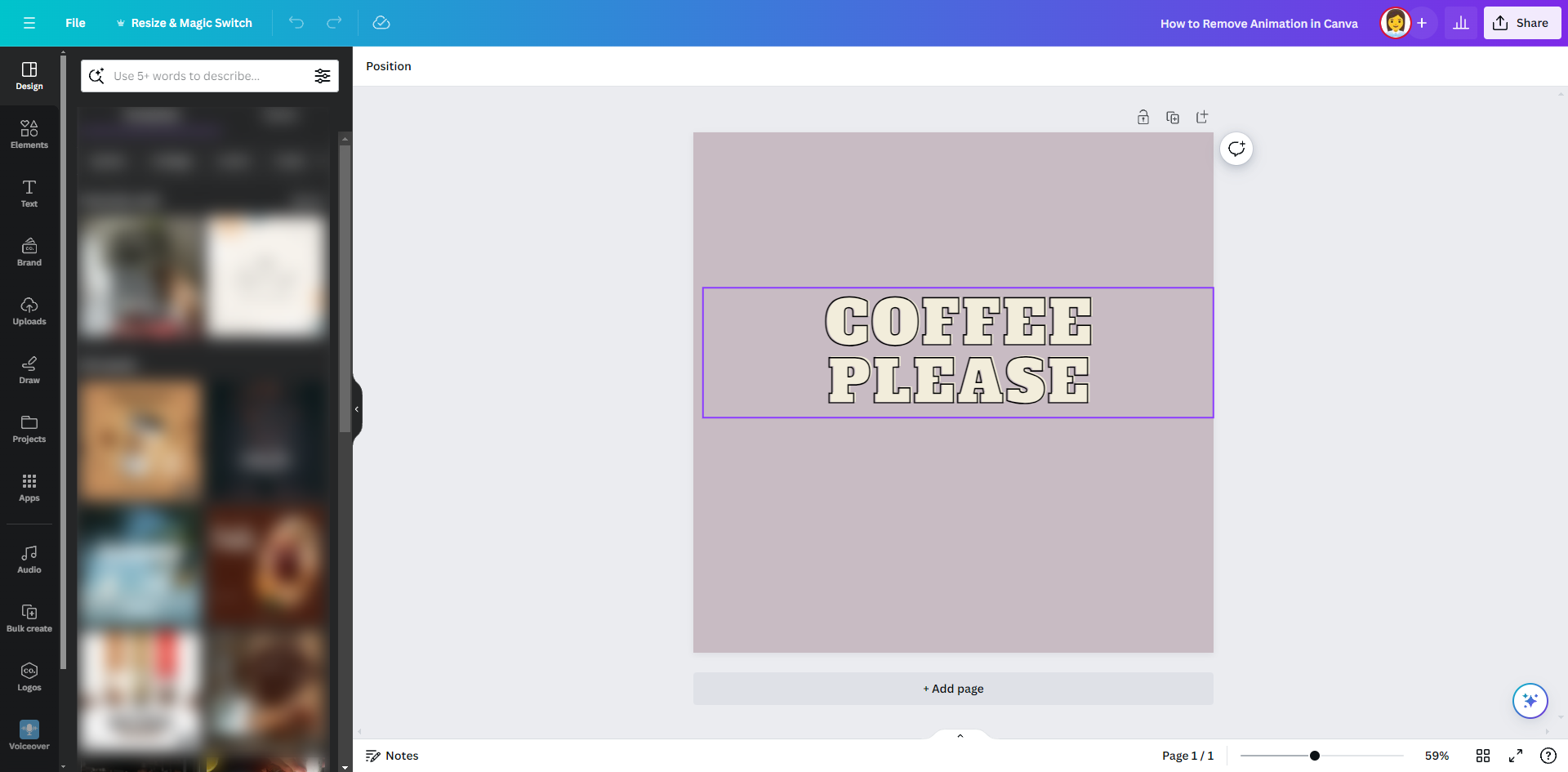 How to Remove Animation in Canva