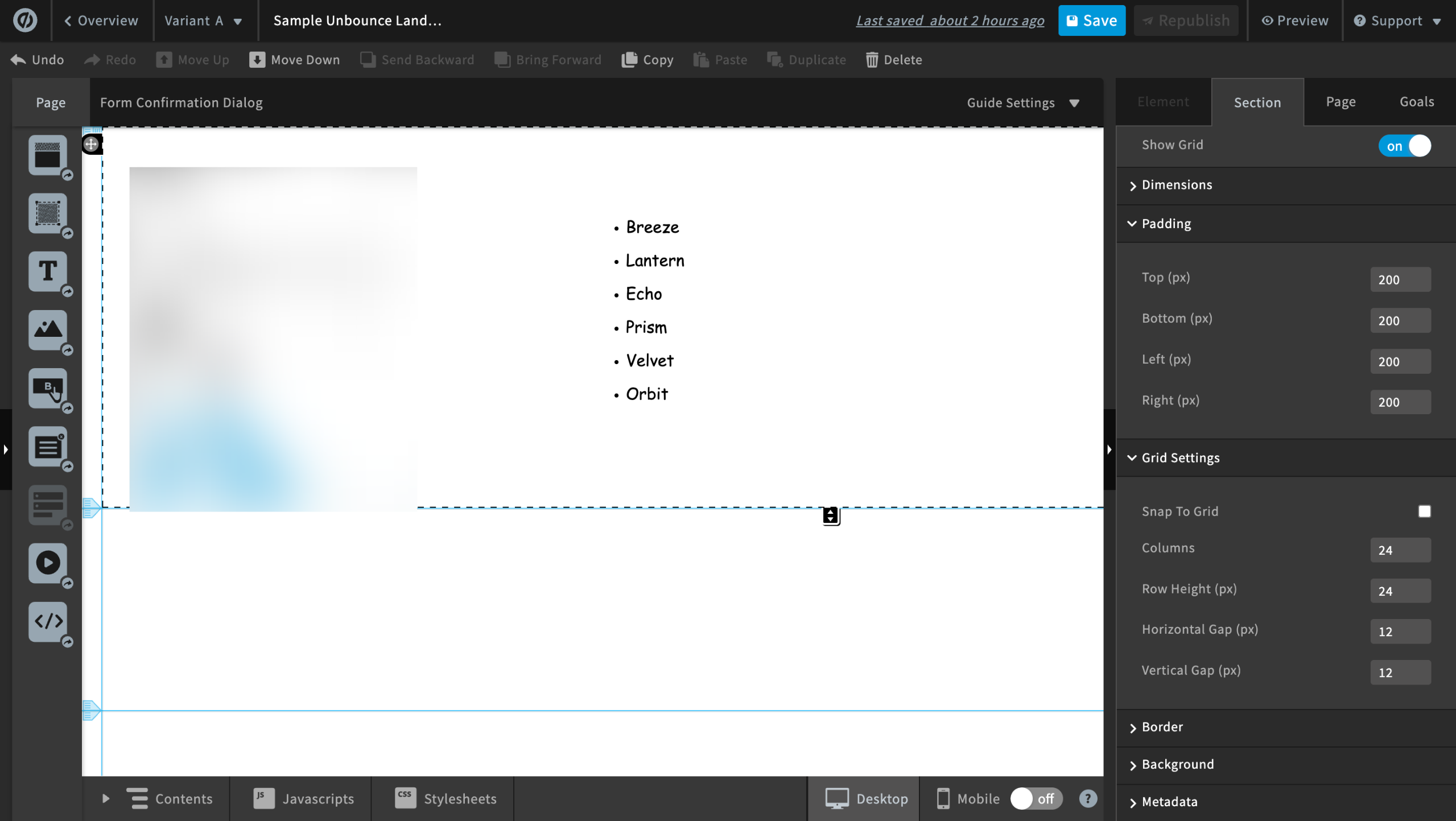 How to Format the Bullets in Unbounce