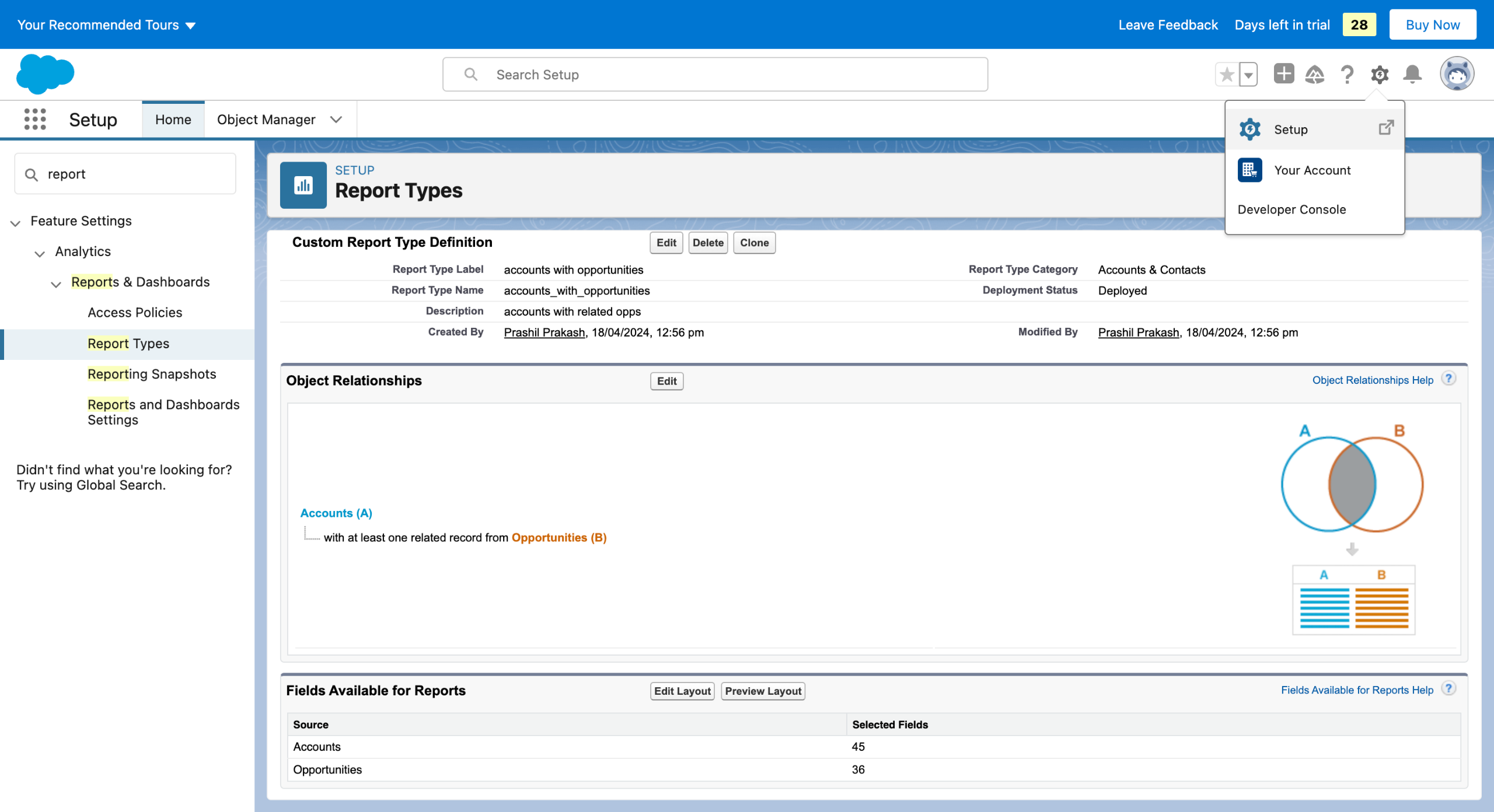 Salesforce Custom Report