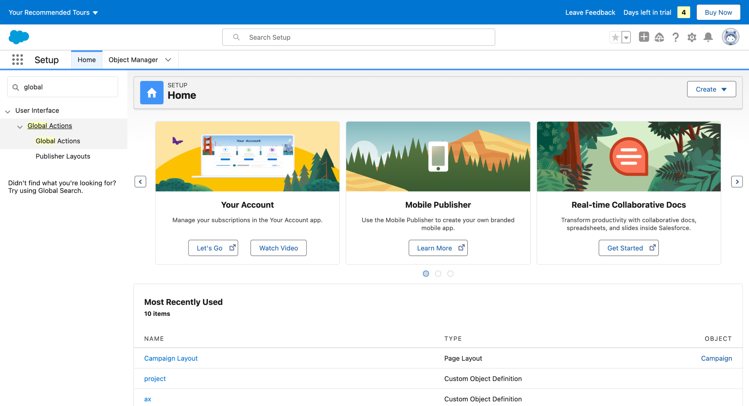 Salesforce - how to add a global action in Salesforce