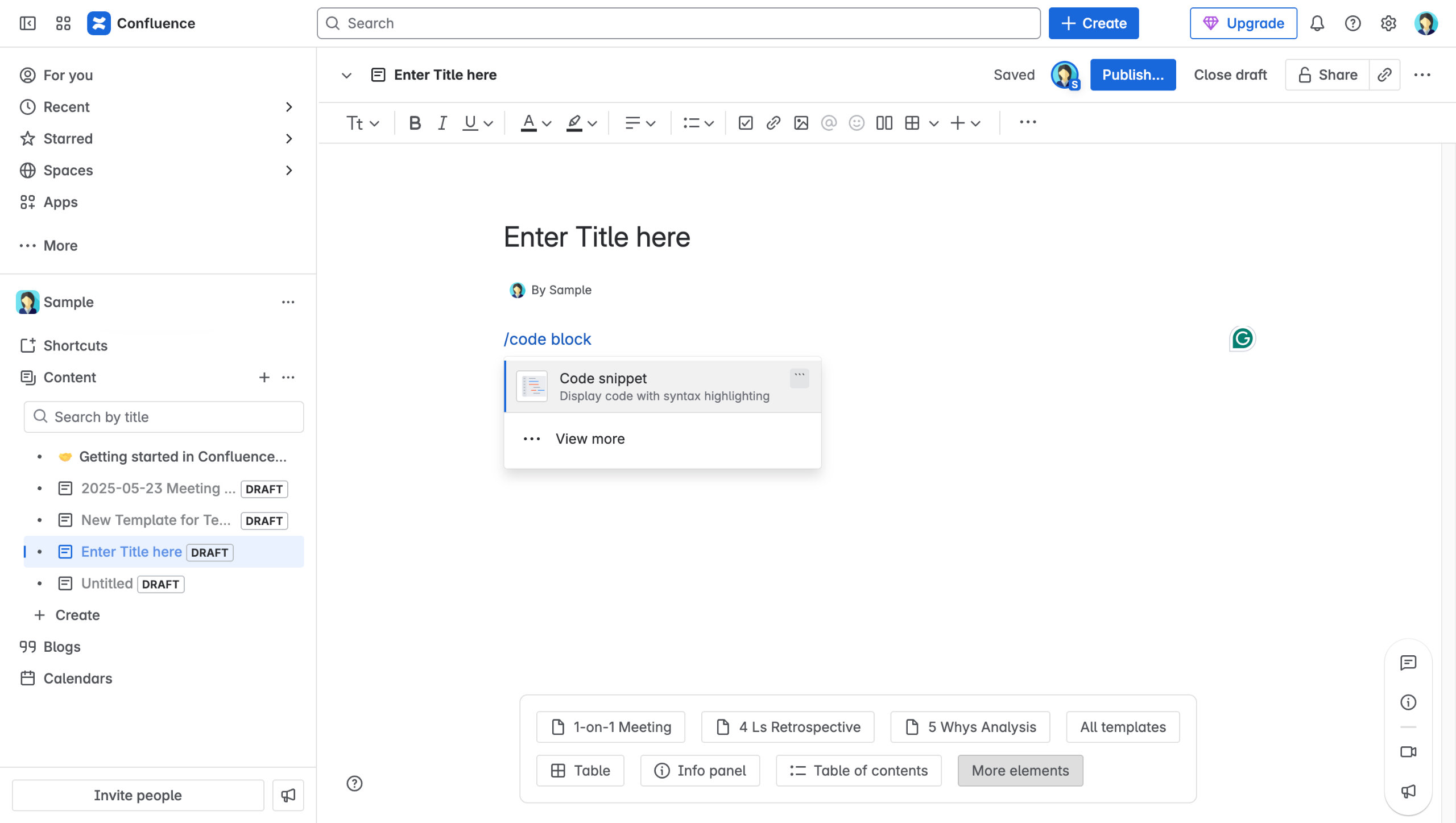 How To Insert Code Snippet In Confluence