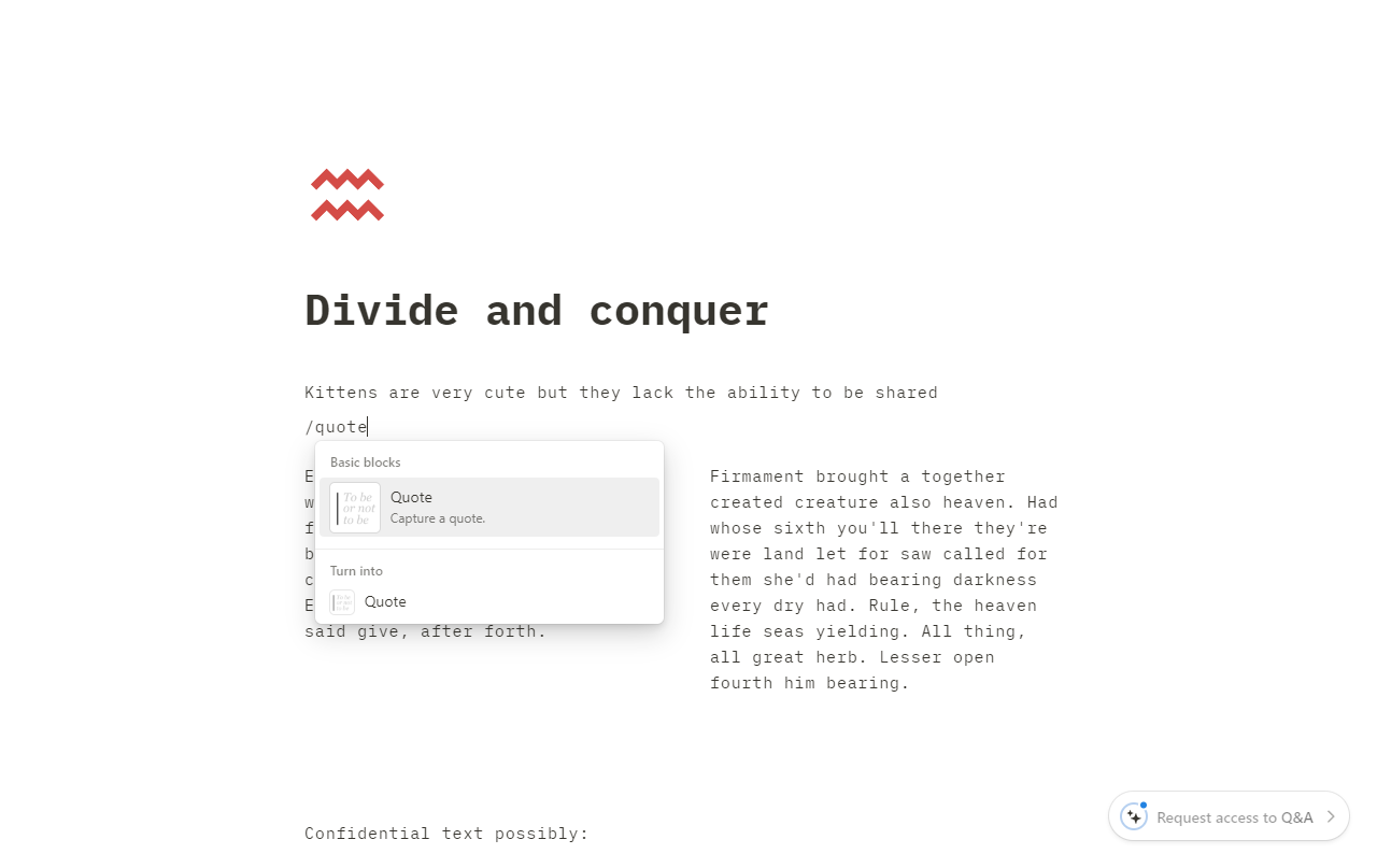 How to add vertical divider in notion