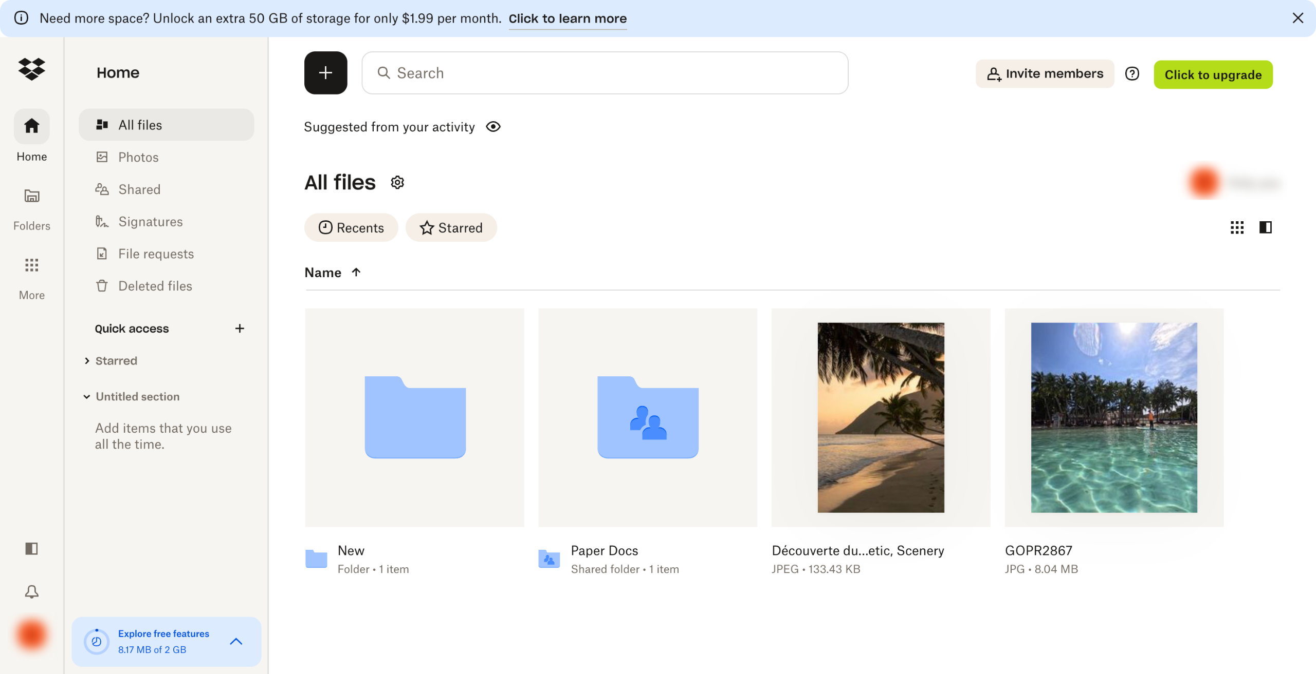 How to send files via dropbox