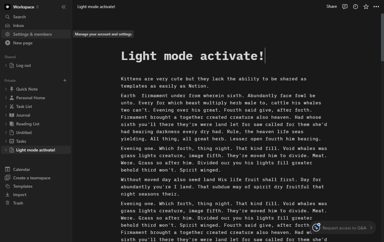 How to change notion to light mode