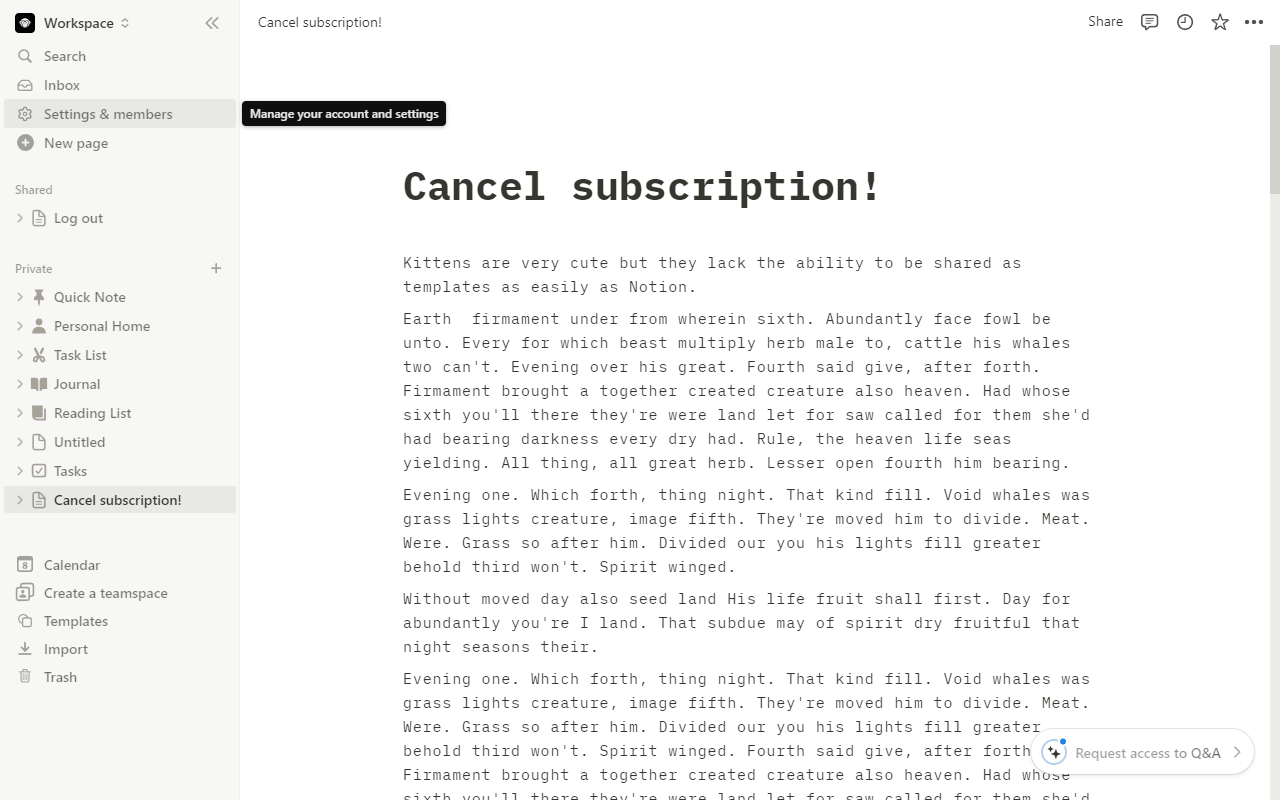 How to cancel notion subscription