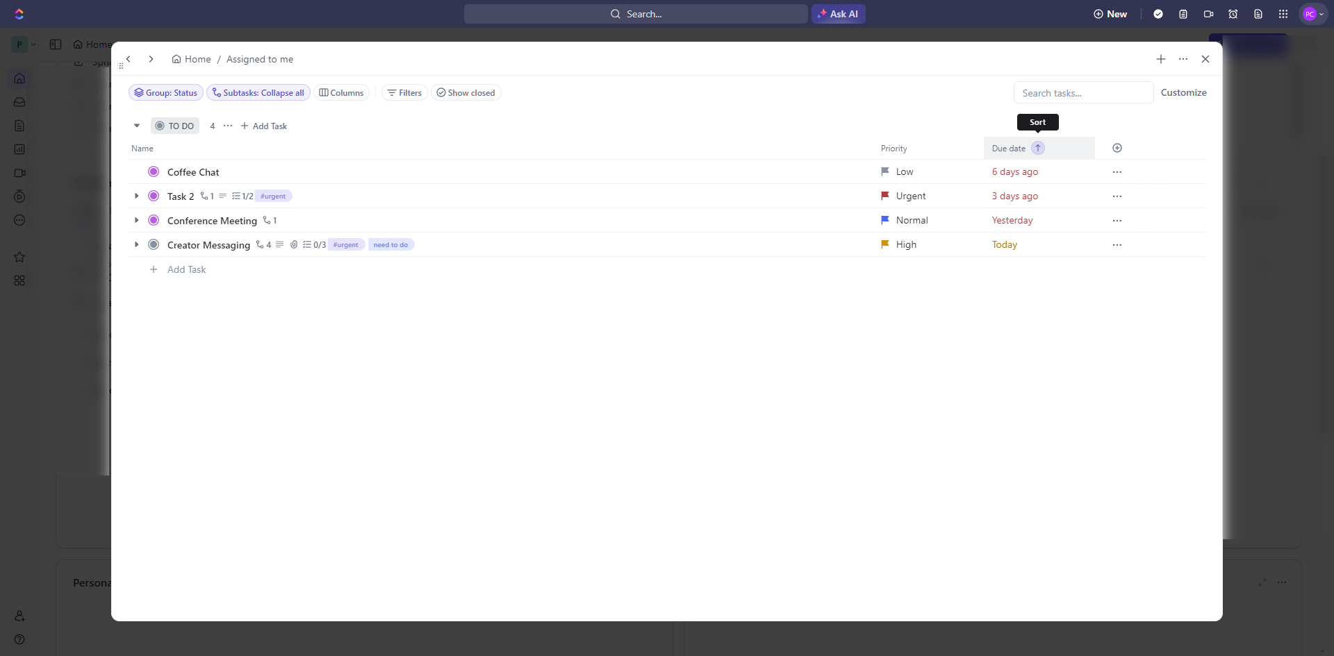 How to Disable Sorting in ClickUp