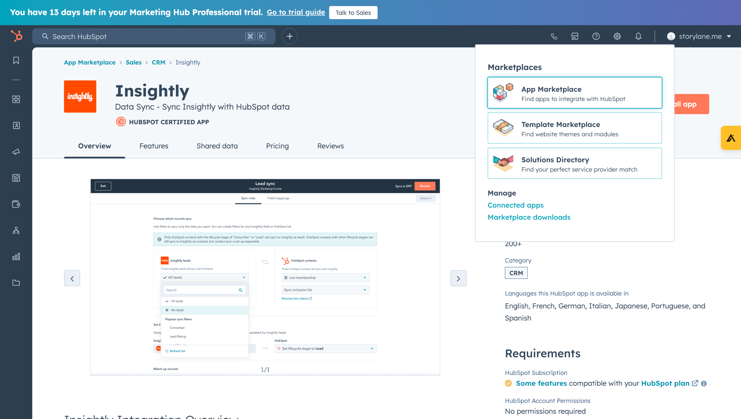 Hubspot insightly integration