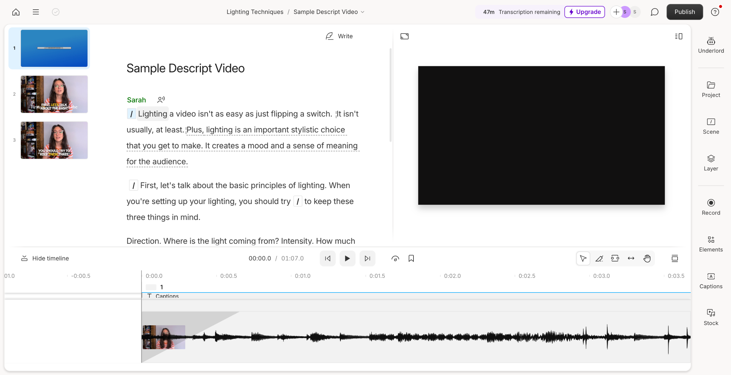 How to Edit Transcript in Descript