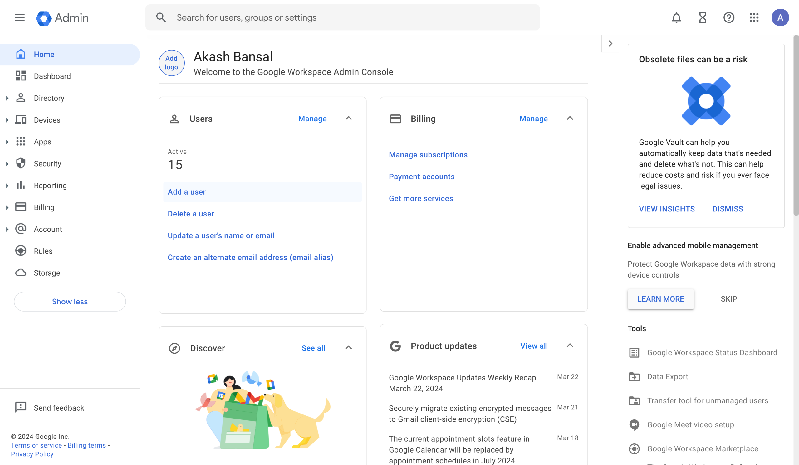 Google Admin console - Getting Started