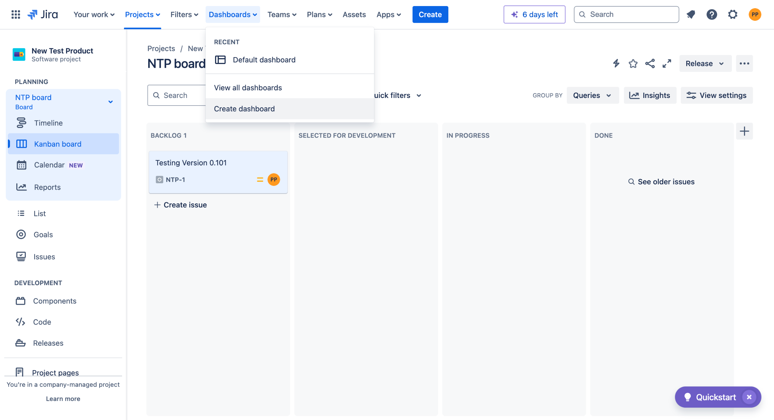 How to create dashboard in jira