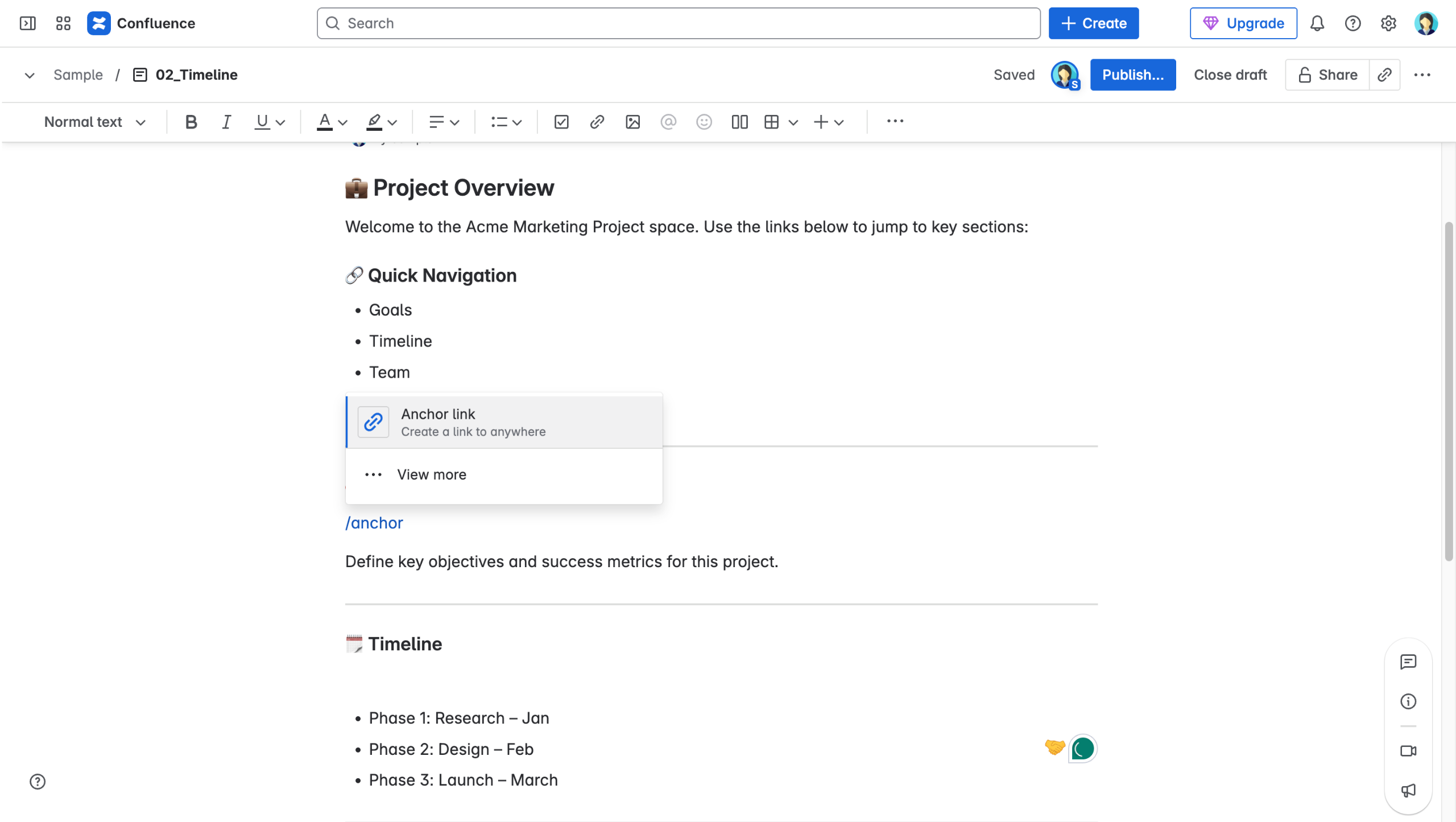 How To Add Link To Anchor in Confluence