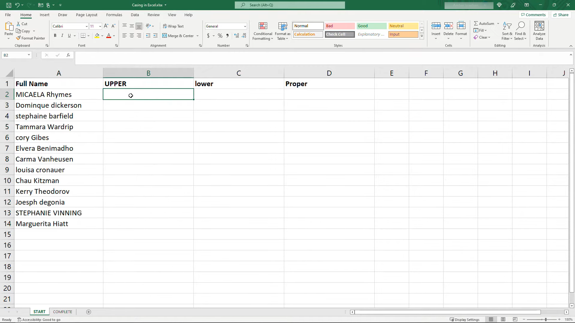 How to change case in microsoft excel