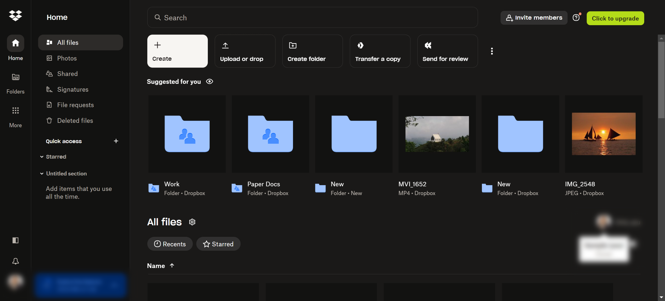 How to find payment history on dropbox