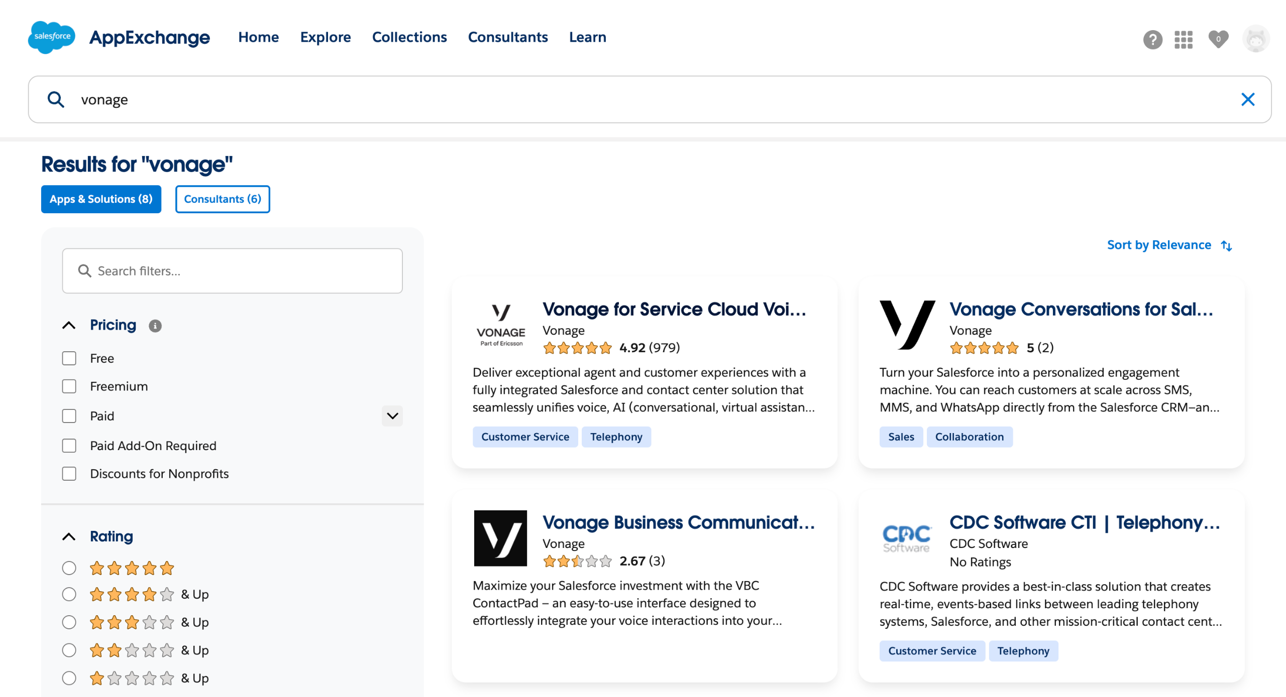 Vonage salesforce integration