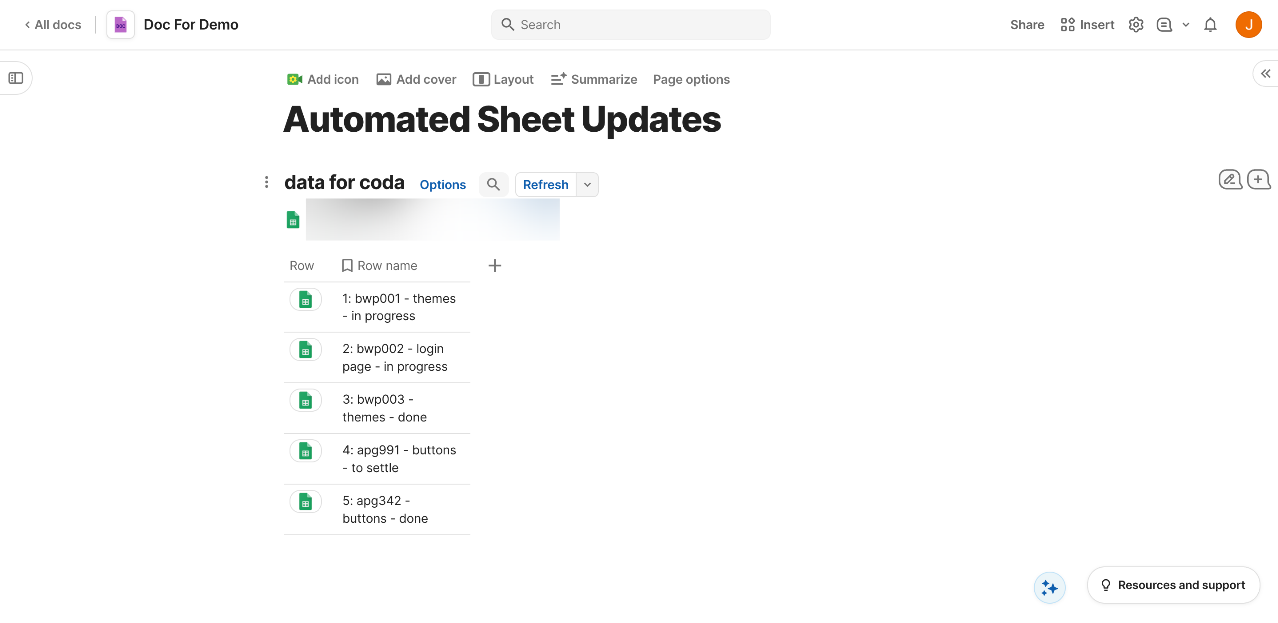How to Automate the Google Sheets Table Updates in Coda