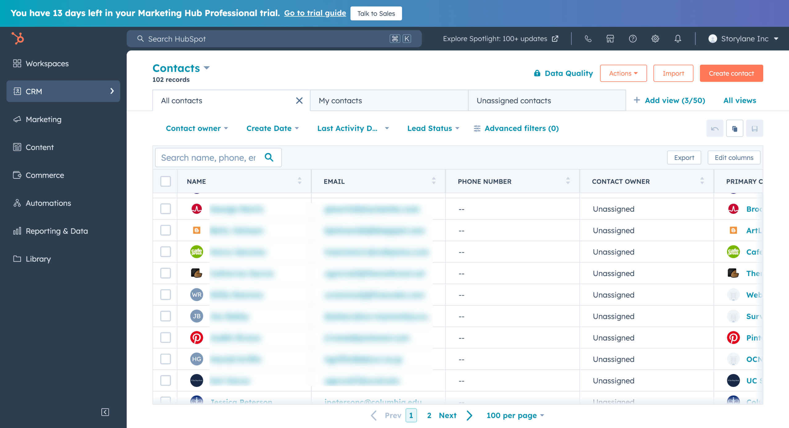 Hubspot - create a company