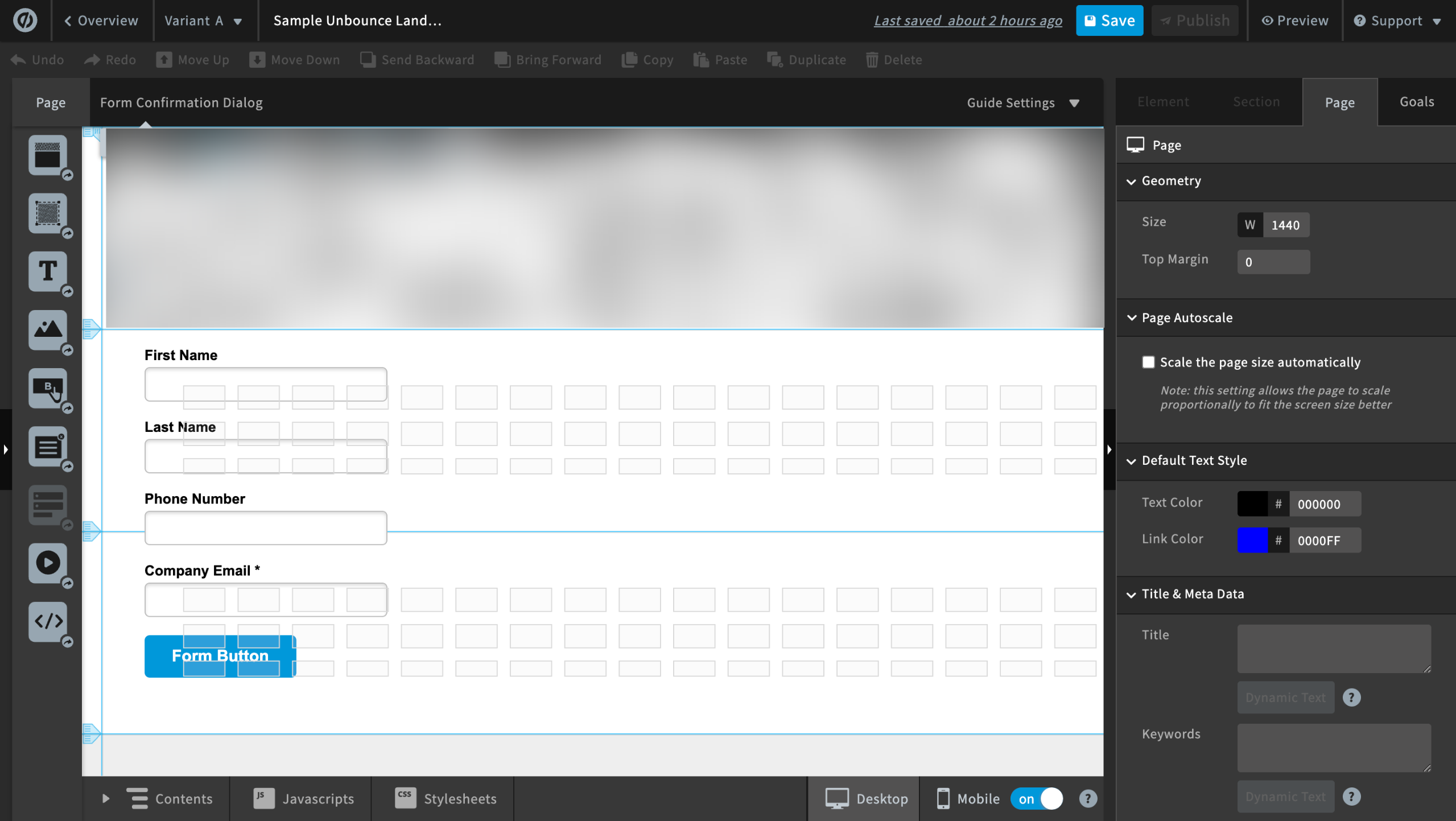 How to Move an Unbounce Element on Mobile Only