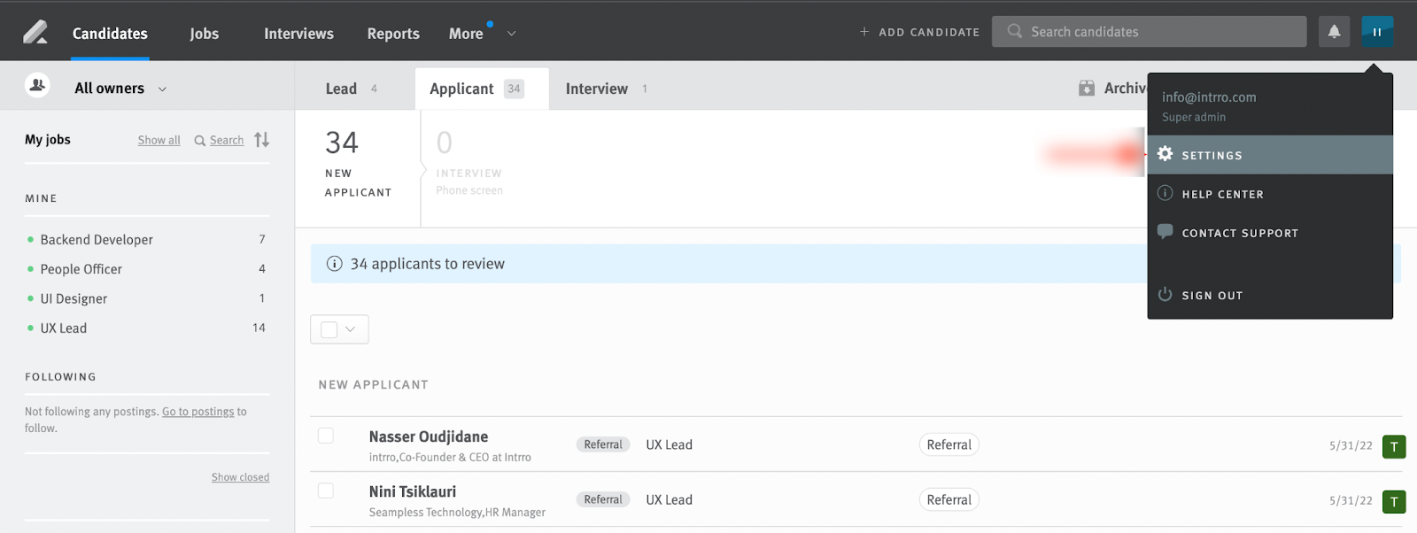 Lever slack integration