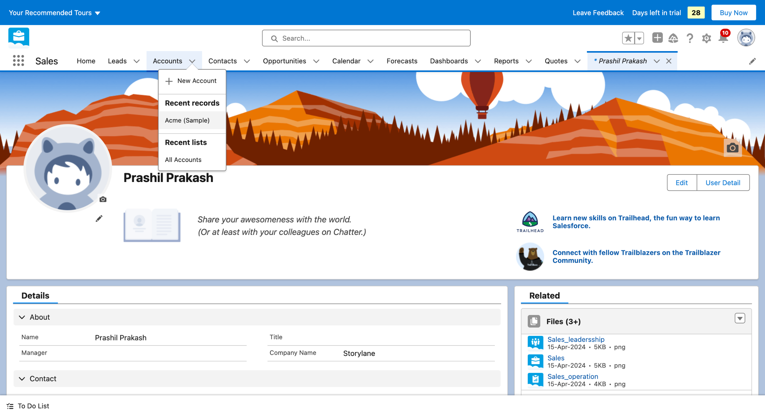 Salesforce Create a task