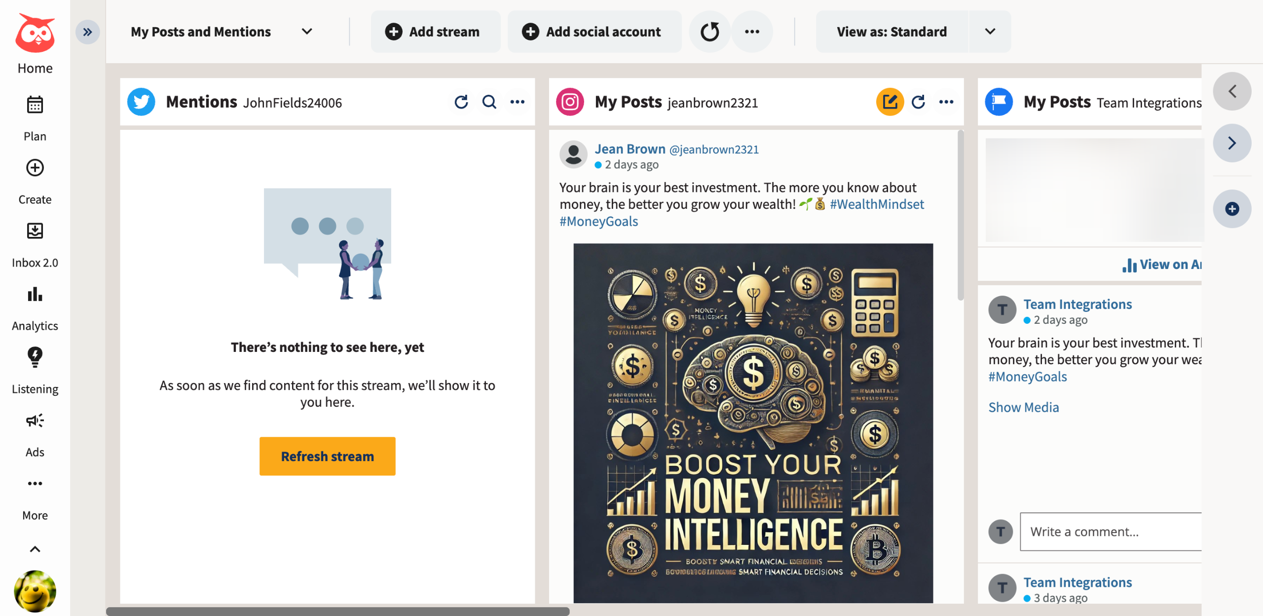 How to Pin Streams in Hootsuite Dashboard