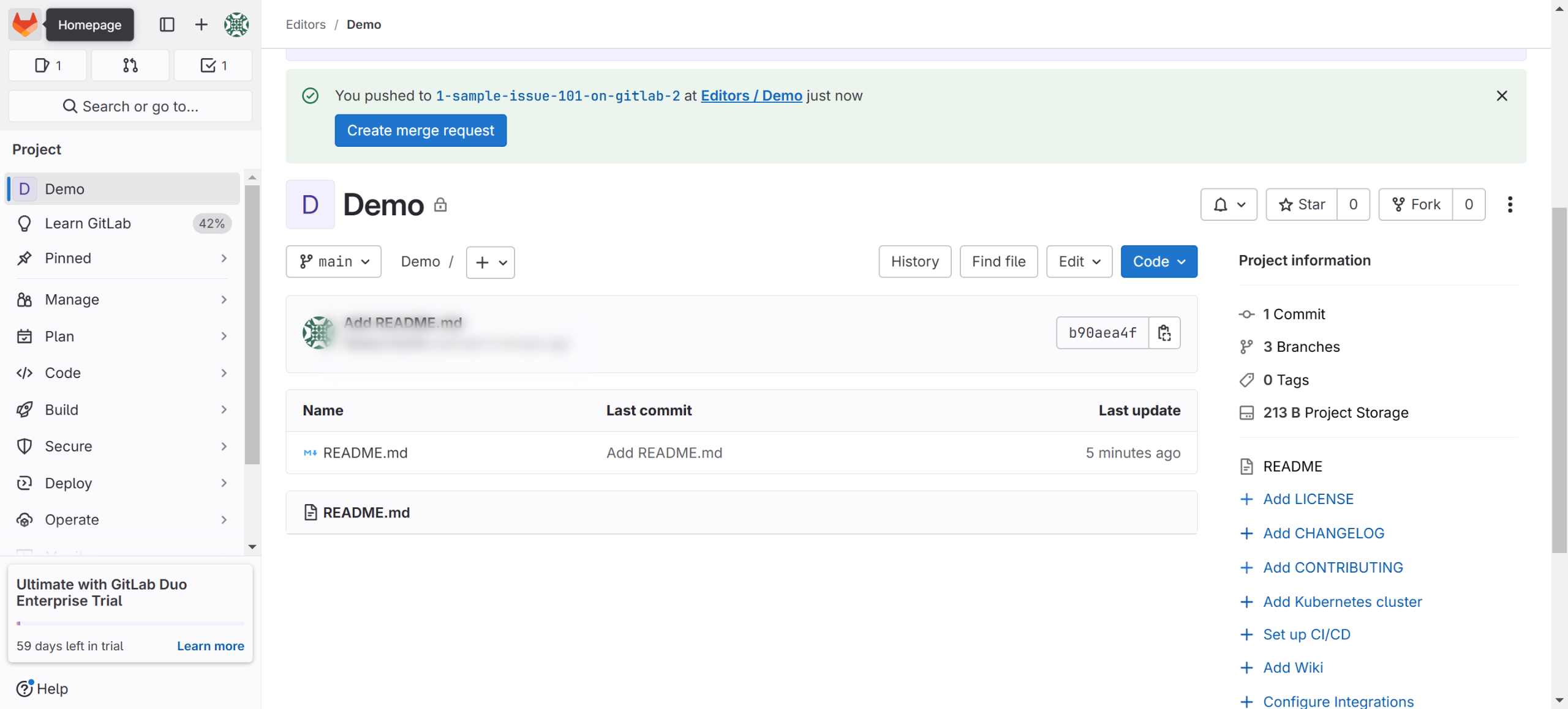 How to Create Merge Request in Gitlab