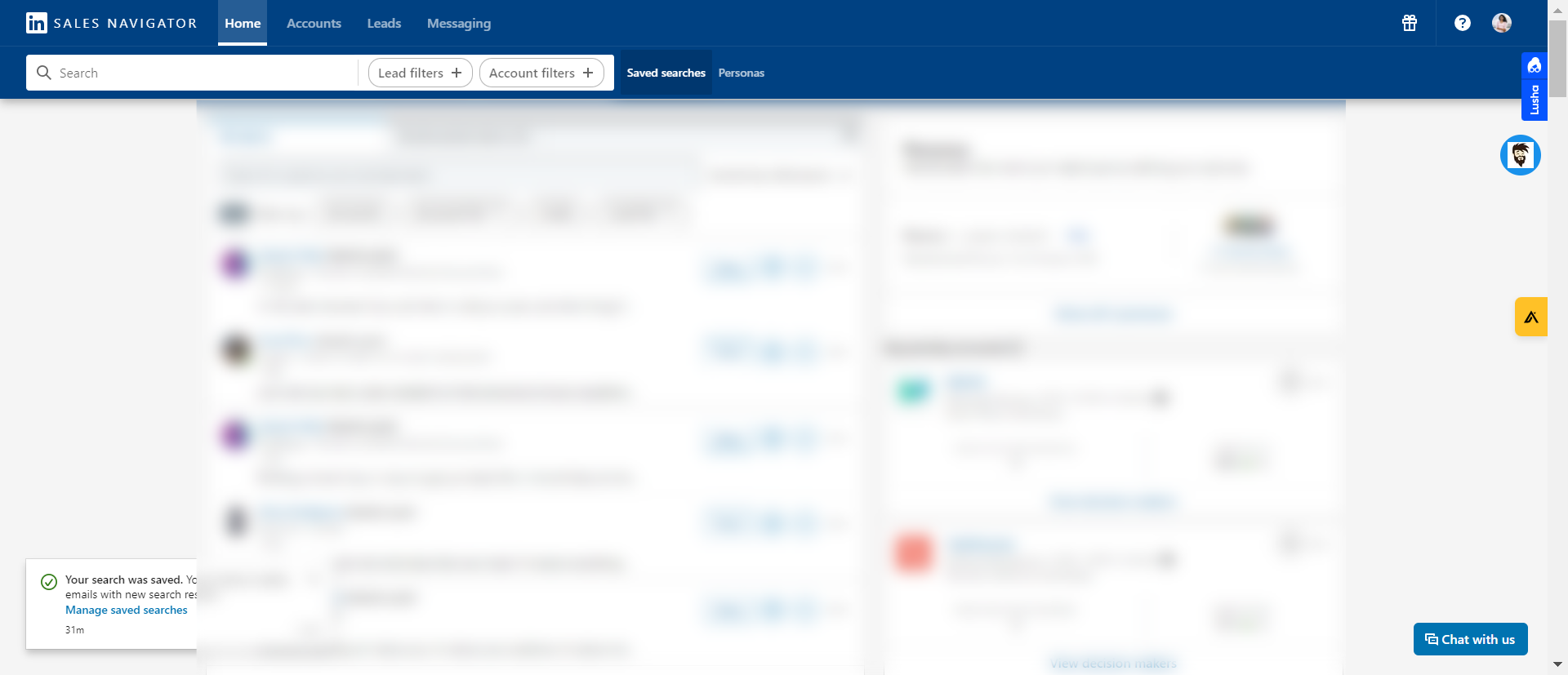 How to find saved searches on LinkedIn sales navigator?