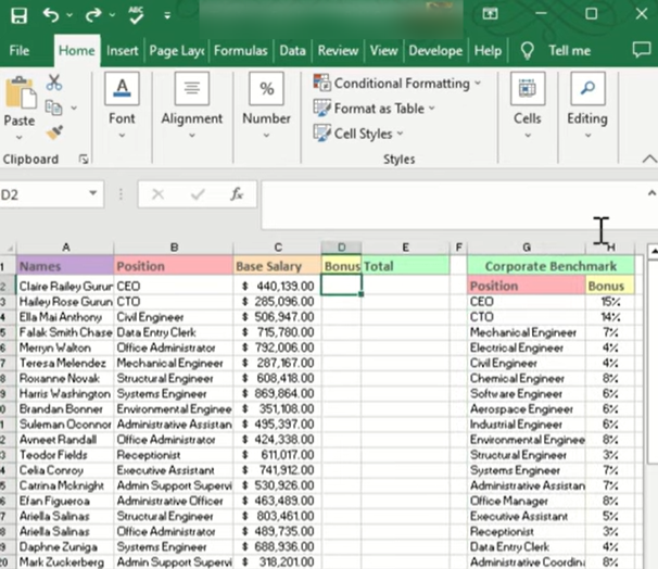 How to calculate bonus in ms excel