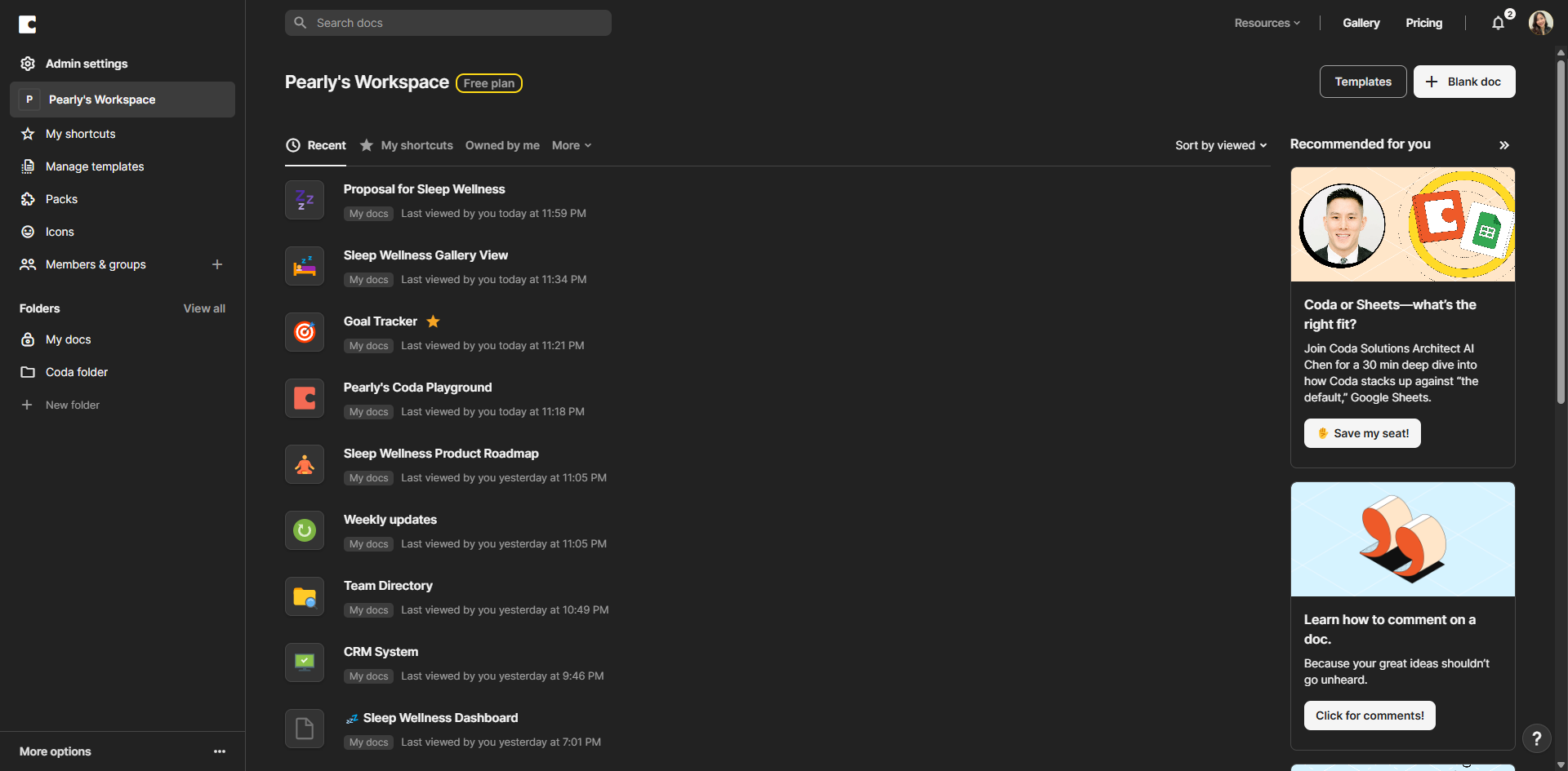 How to Navigate the Coda Interface