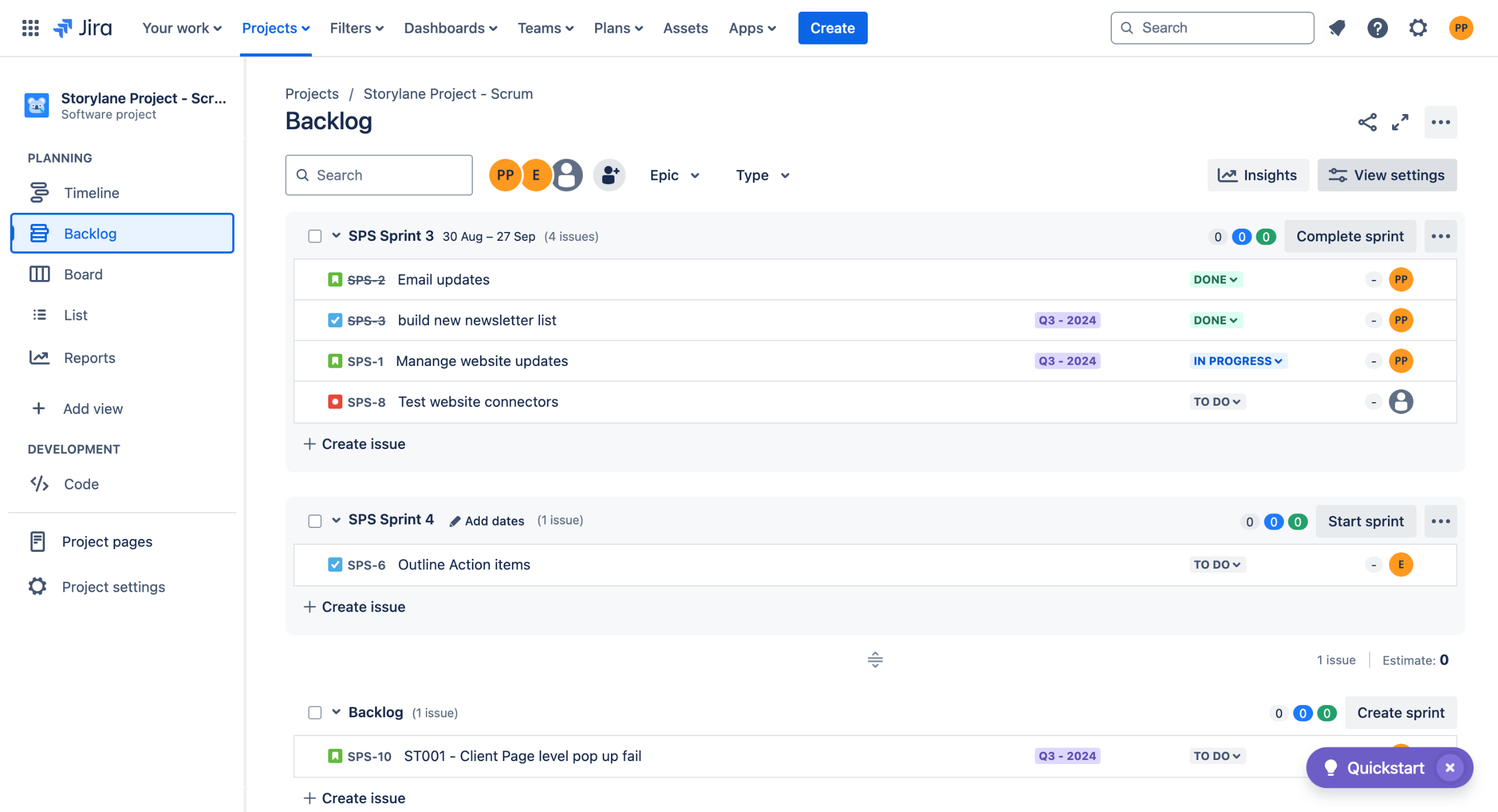 How to view epics in jira