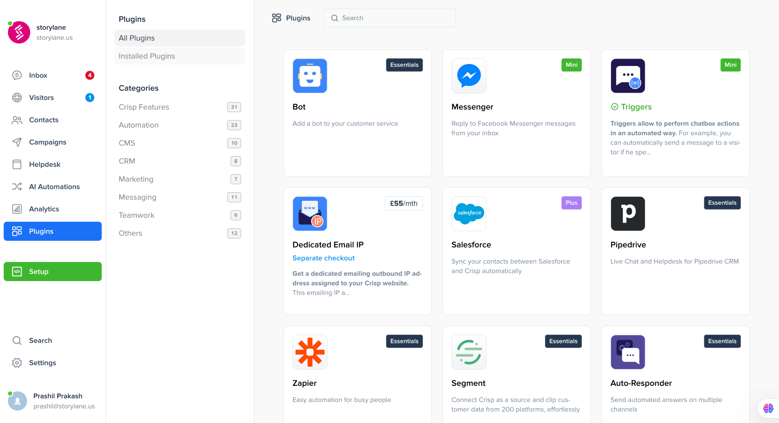 Crisp slack integration