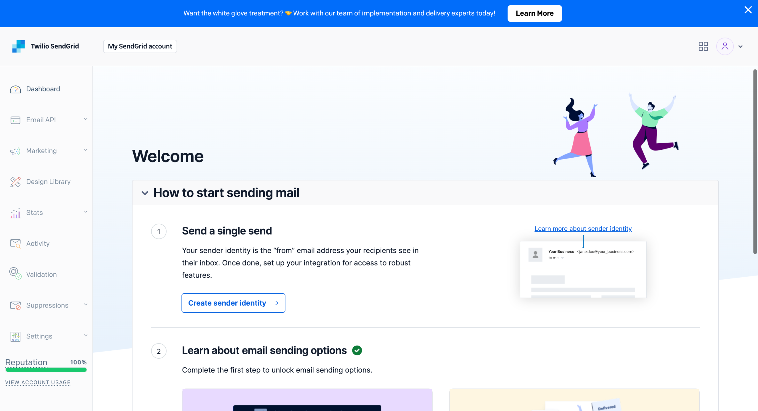How to create a sender identity on sendgrid
