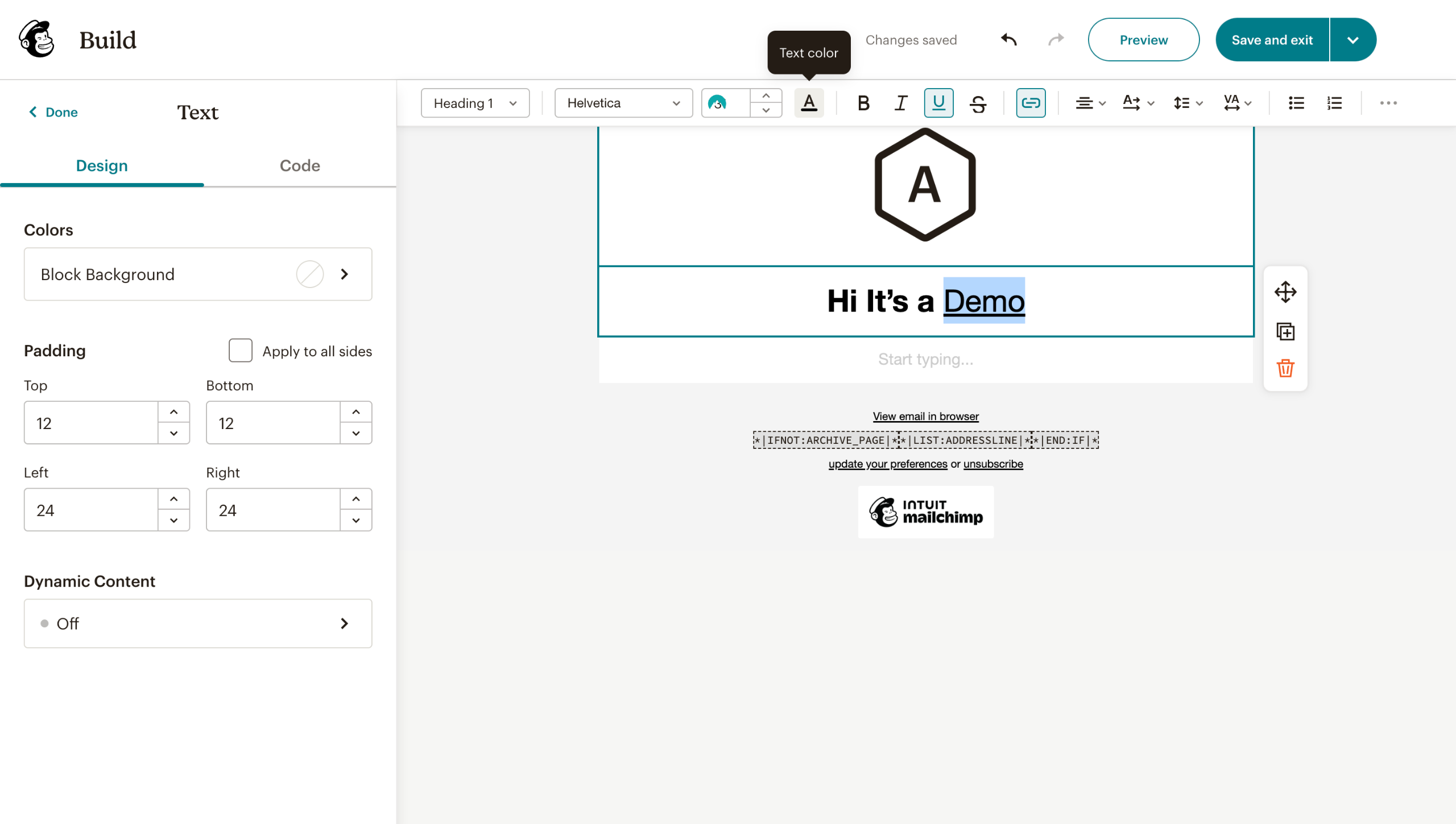 Change Hyperlink Color Mailchimp