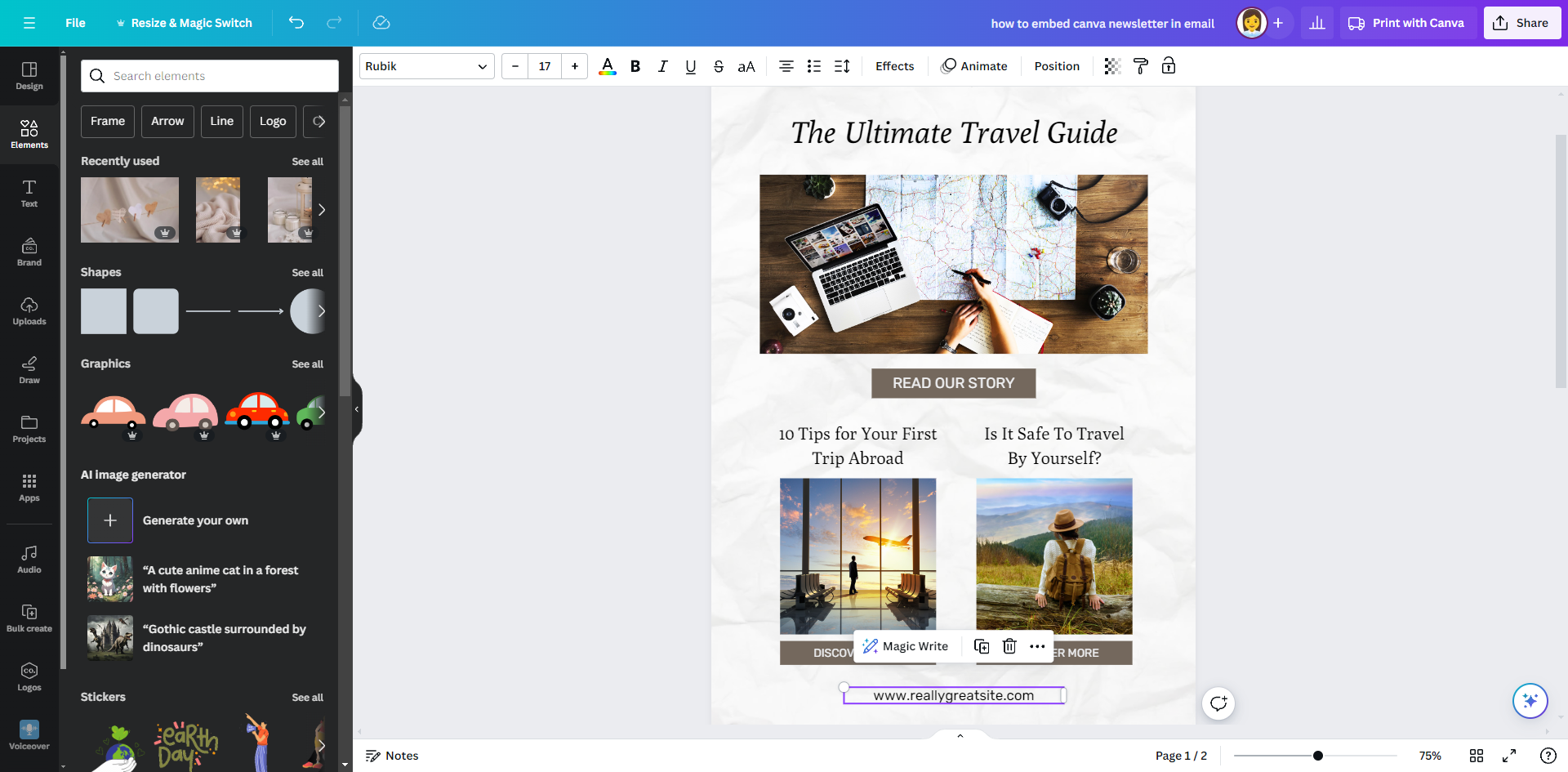 How to Embed Canva Newsletter in Email