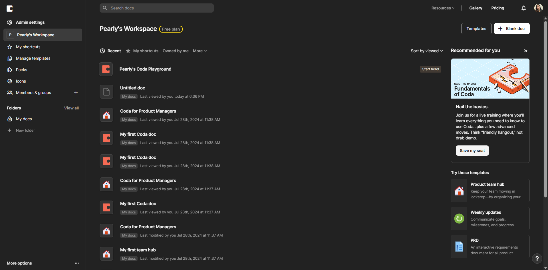 How to Create your First Coda doc