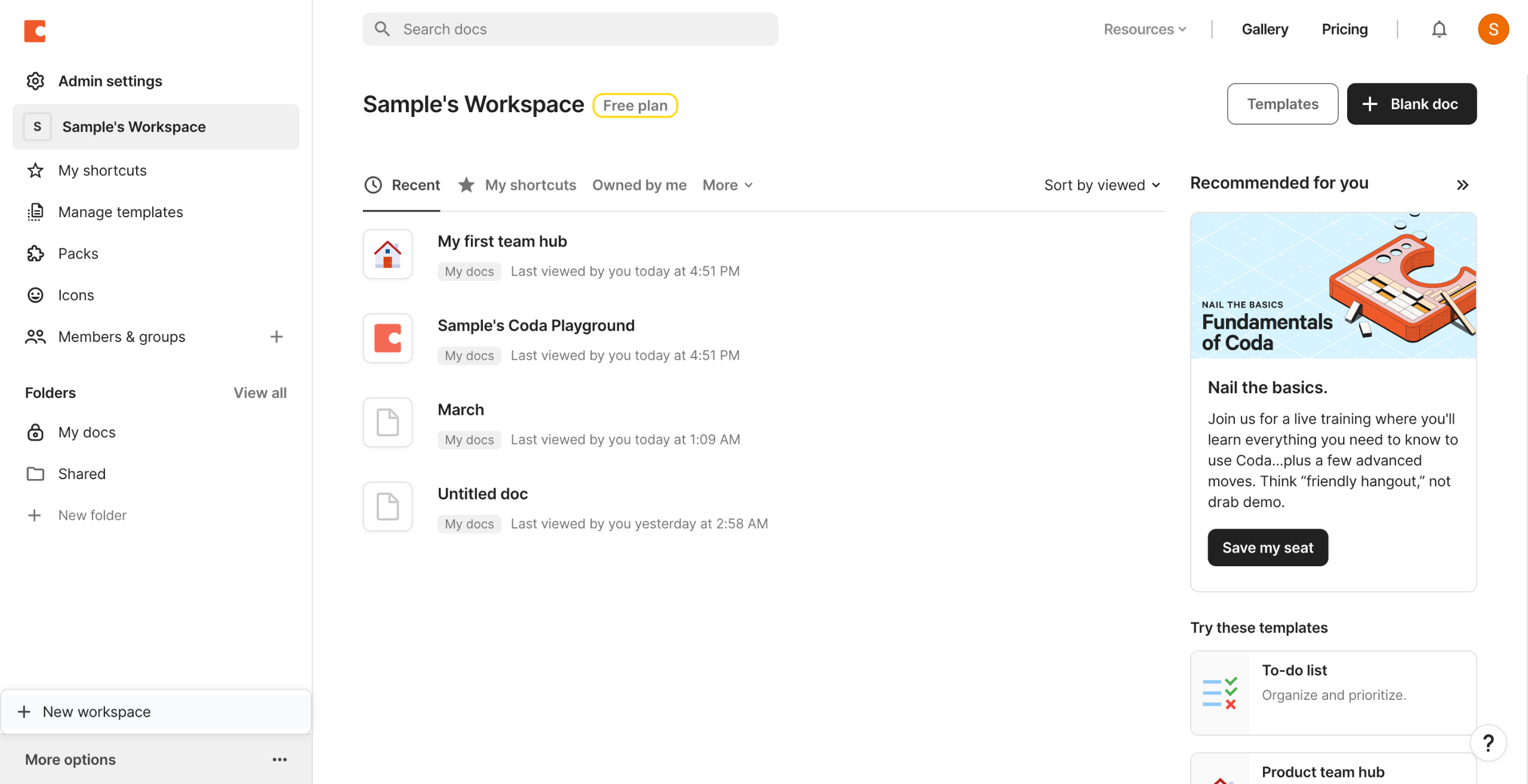 How to Set Up Team Spaces in Coda