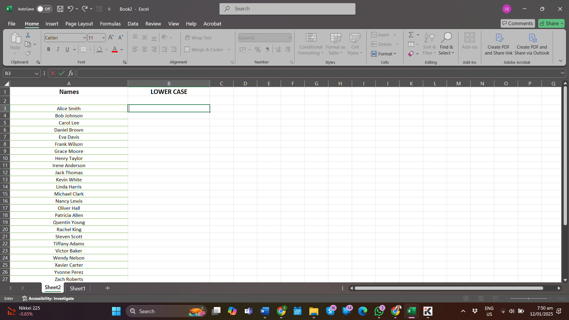 How to change text case in ms excel