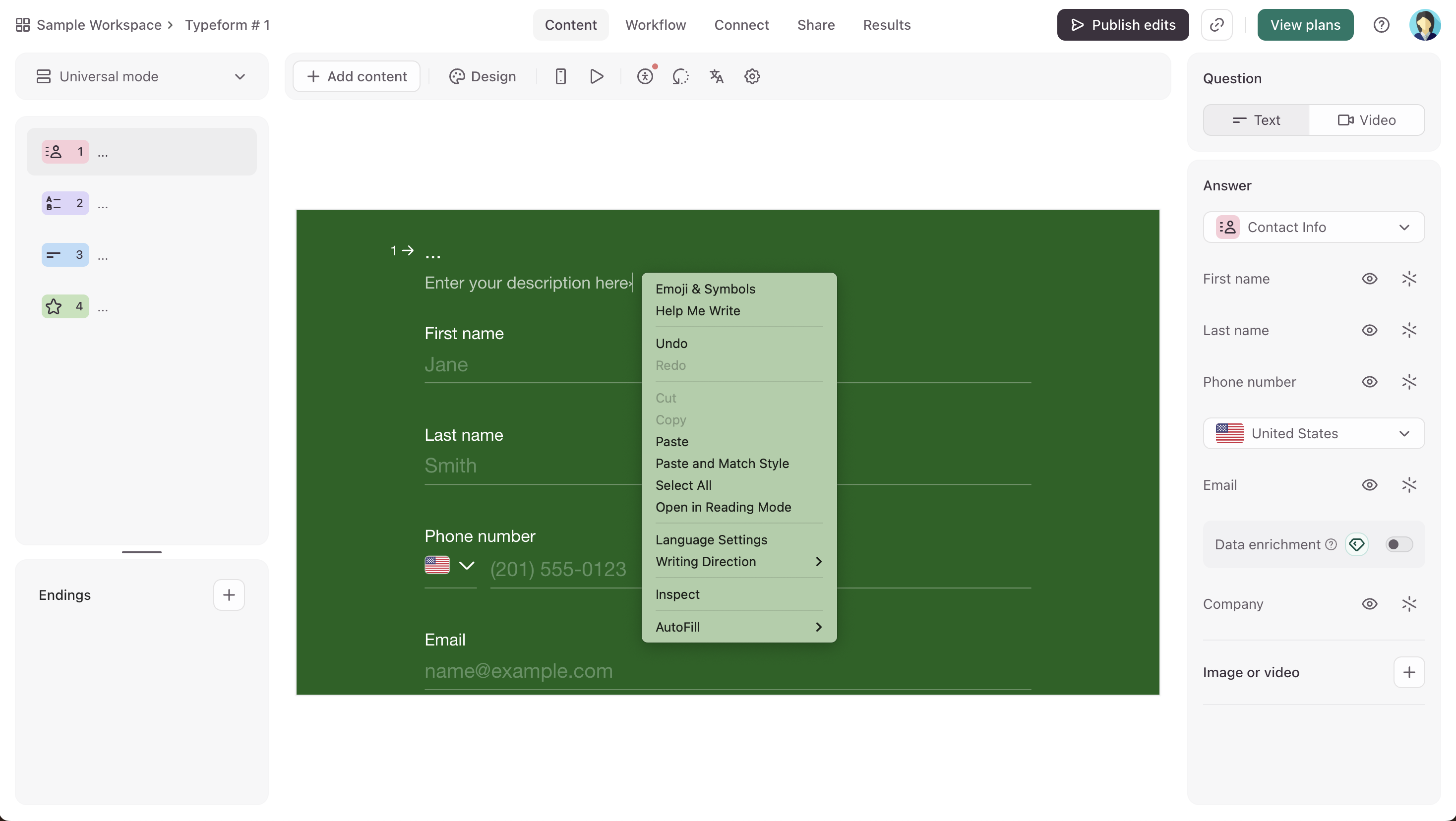 How to Undo in Typeform