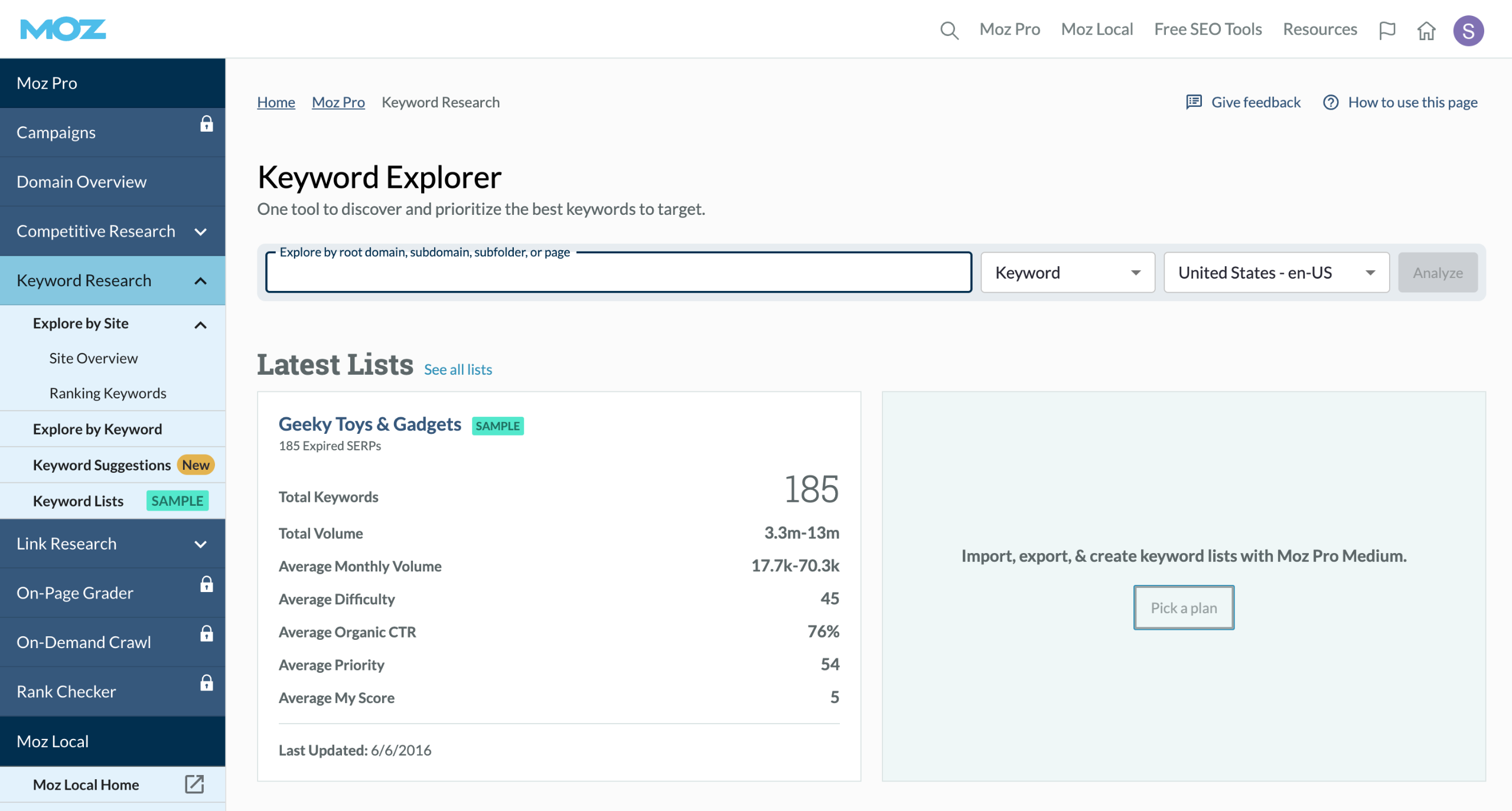 How to Use Moz Keyword Explorer