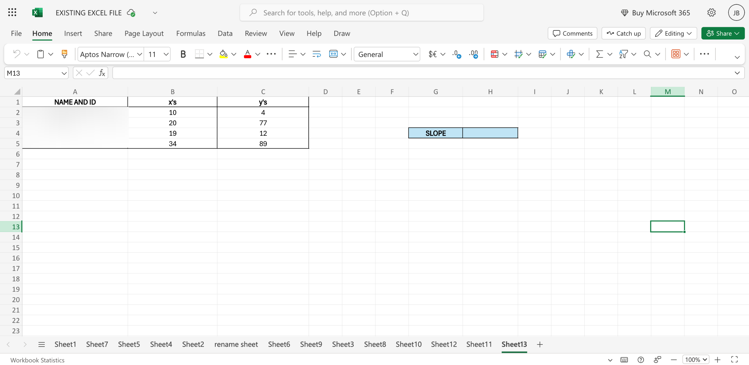 How to Find Slope in Microsoft Excel